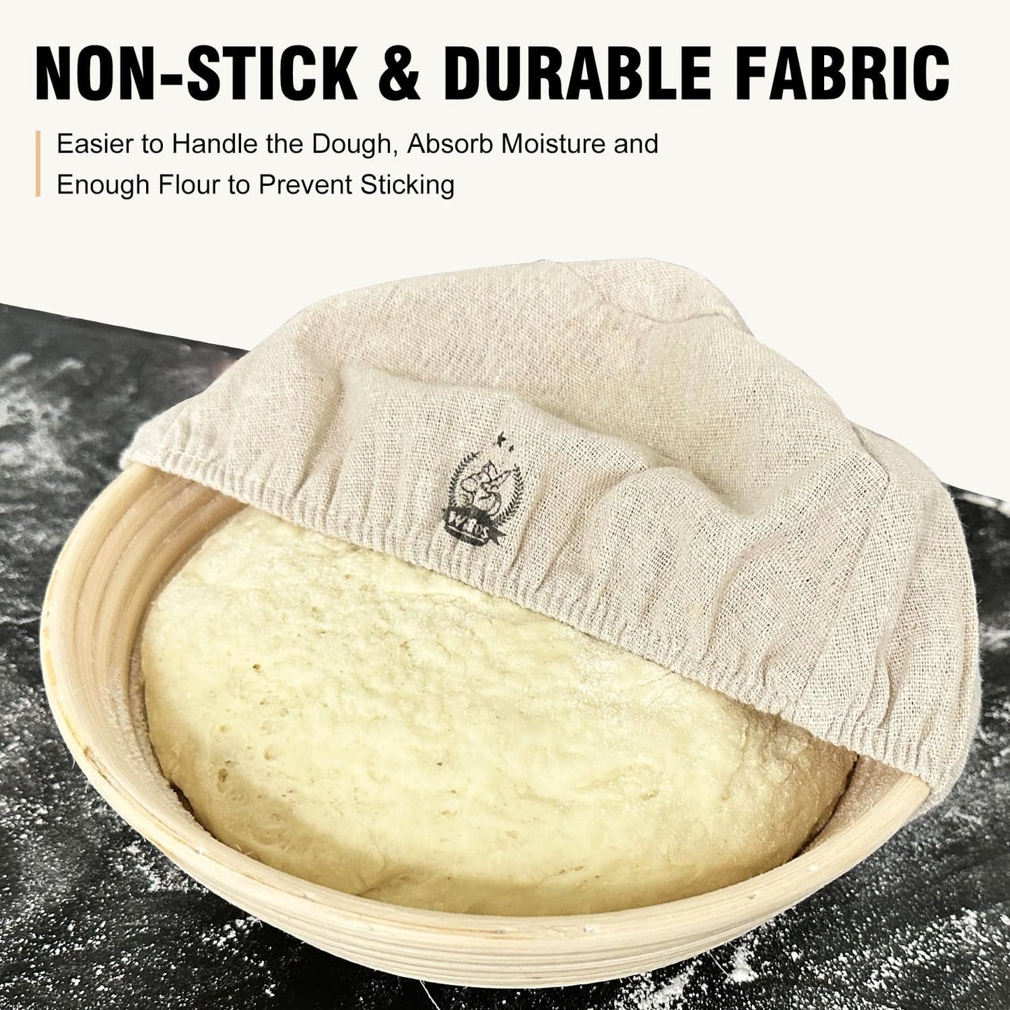 Bread Basket Liner Cloth, 9 Inch round Bread Proofing Basket Cloth Liner, Baking Dough Basket Cover Natural Rattan Banneton Proofing Cloth 2 Packs