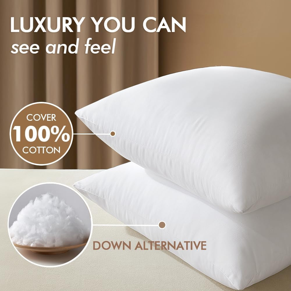 16X16 down Alternative Pillow Insert Decorative Throw Pillow 16 X 16 Inch Body Bed Sleeping Ultra Soft Fluffy Form for Sofa Couch Bed