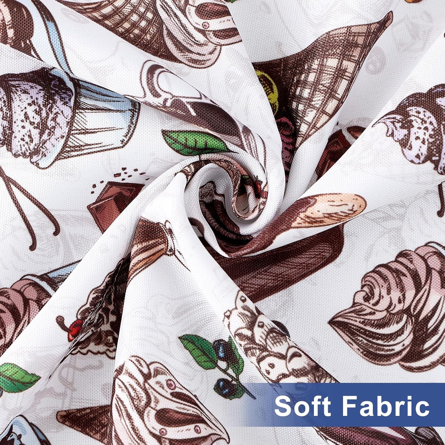 Rectangle Printed Fabric Tablecloth, Elastic Fitted Table Cloth for 6 Foot Table, Washable Polyester Table Cover for Outdoor, Picnic, Camping and Indoor, (Ice Cream, 30" X 72")