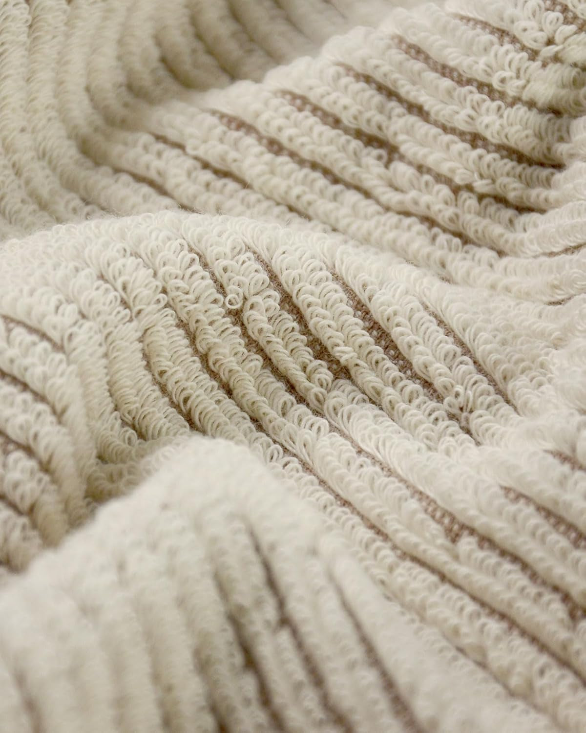 Hand Towels for Bathroom Set of 4, Jacquard Weaved Cotton Face Towels, 28 X 13.7 Inches (Light-Brown)