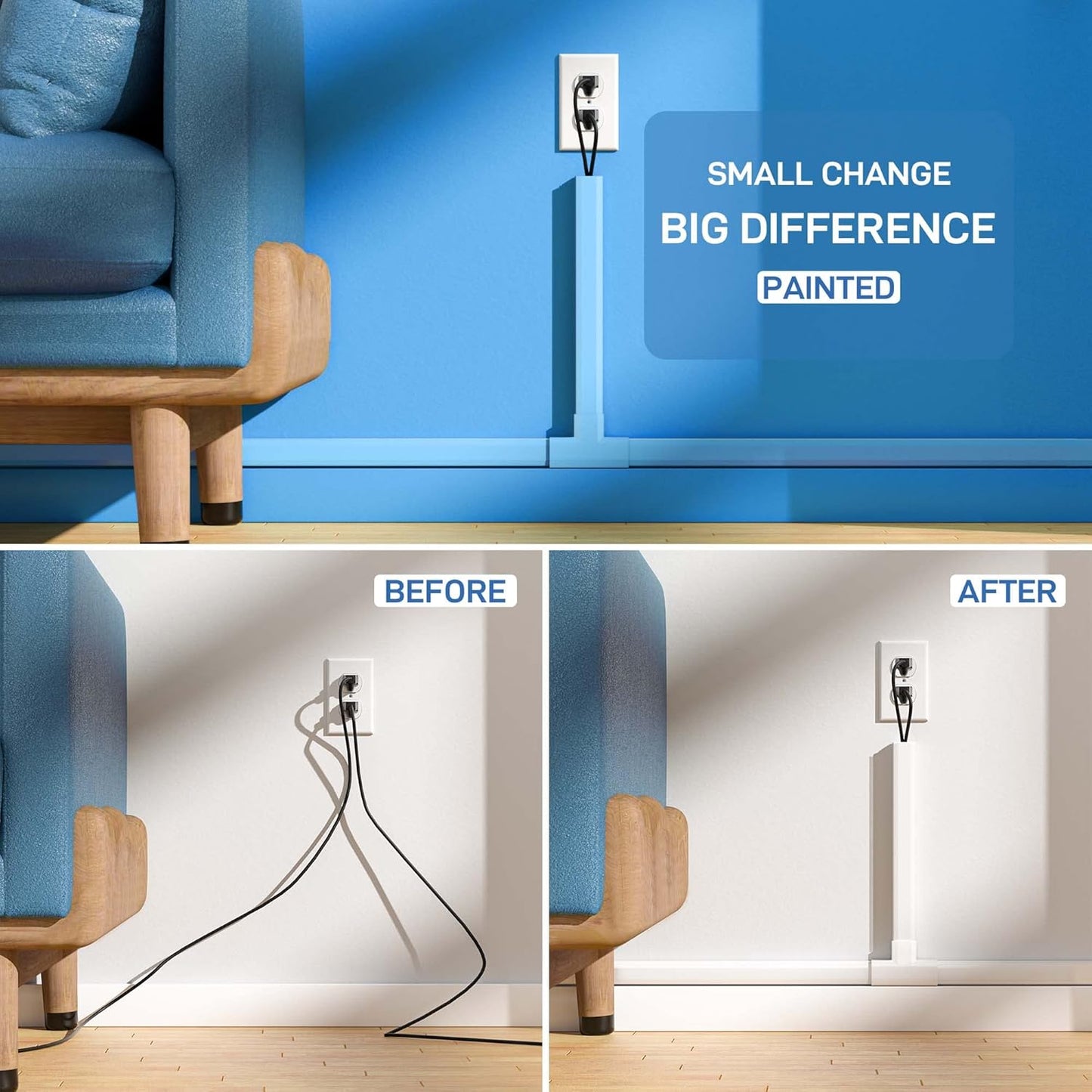 Large TV Cord Hider Wall, 94.5In Cord Covers for 3-4 Wires on Wall, Easy Set up Cable Hider Cable Management, Wire Hiders Wire Covers for TV Cords, Cables Cover Raceway, 6X W1.18 H0.67In, White