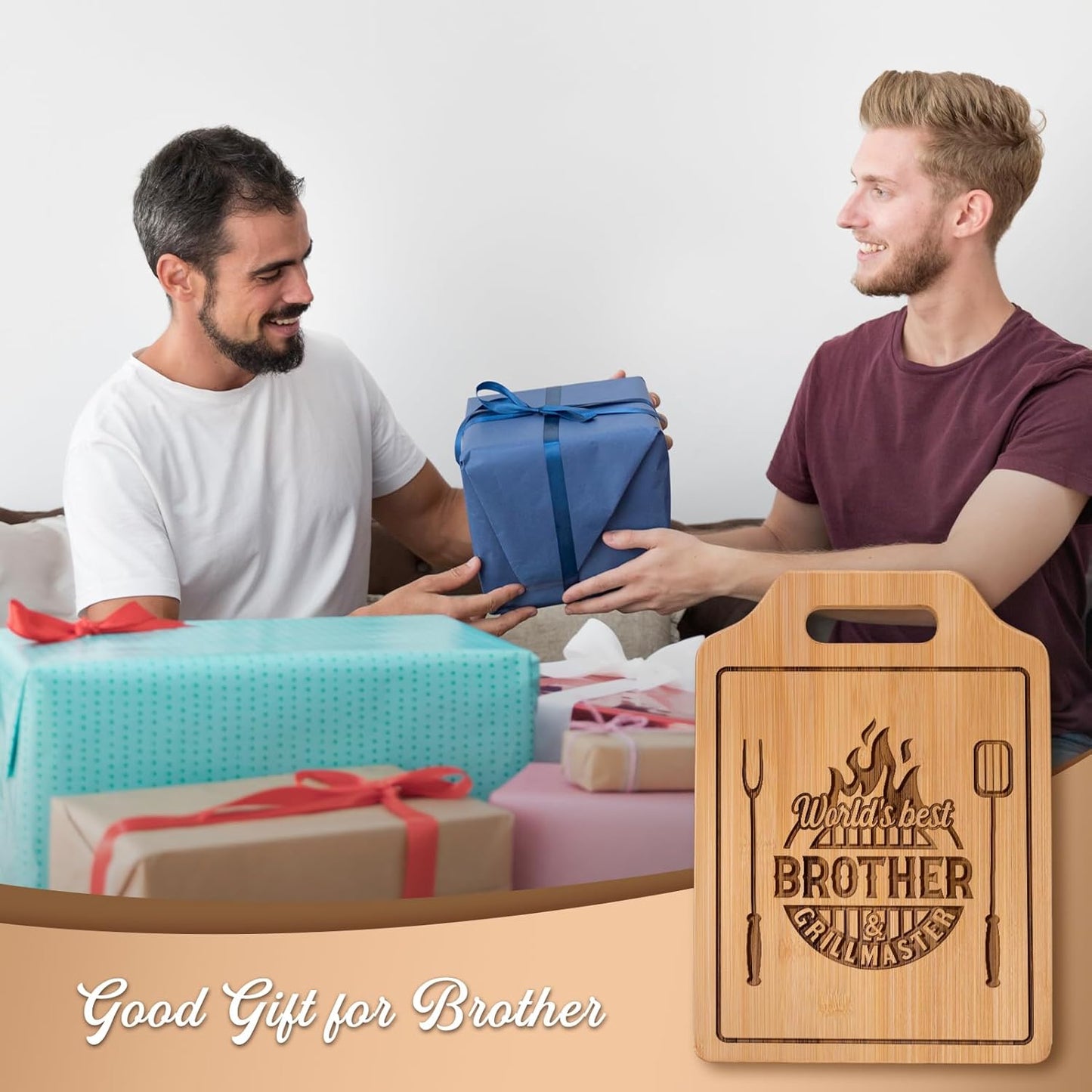 Gifts for Brother Birthday Gifts Adult, Brother Gift from Sister for Fathers Day Gift - Engraved Cutting Board 12.3"L × 8.7"W × 0.4"Th
