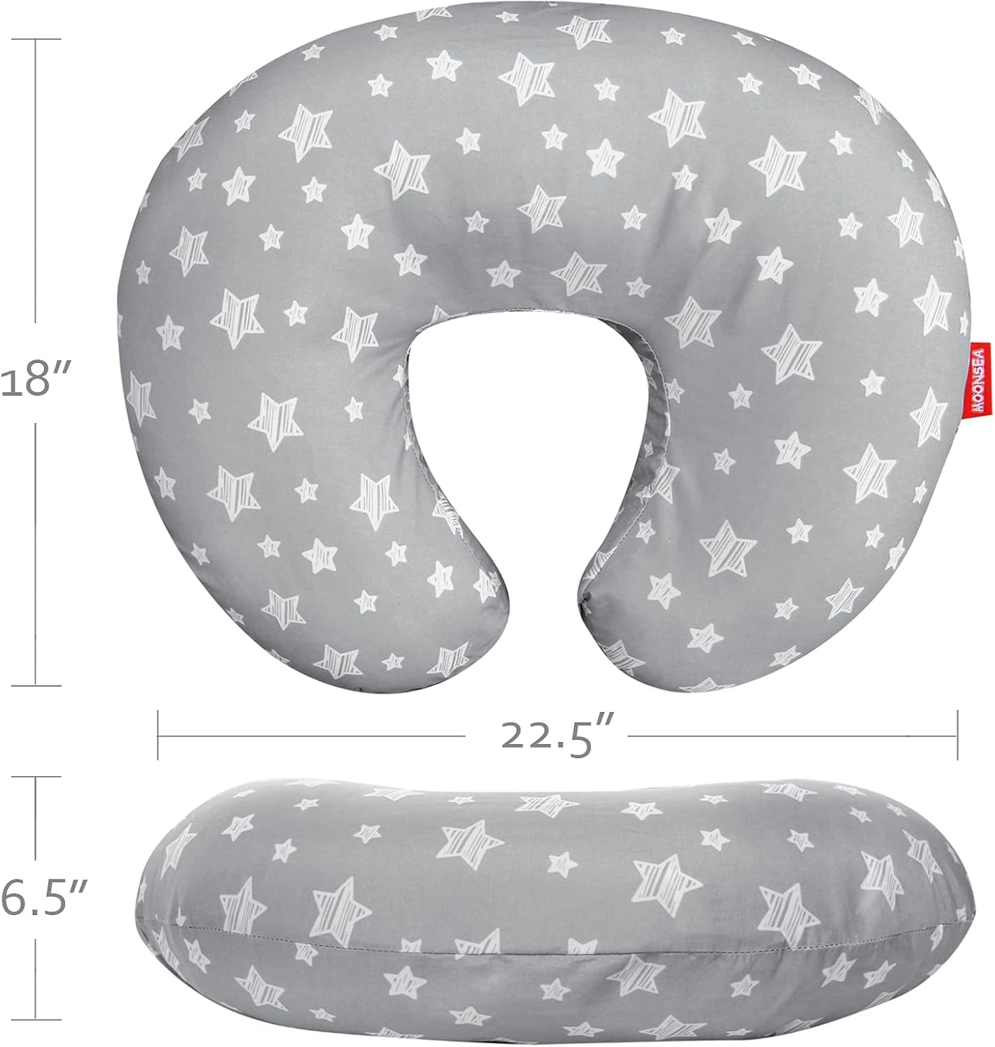 2 Pack Nursing Pillow Cover Grey and Navy for Infant, Snug Fits Boppy Nursing Pillows, Breastfeeding Nursing Pillow Slipcovers Super Soft, for Breastfeeding Moms, Navy & Gray Star
