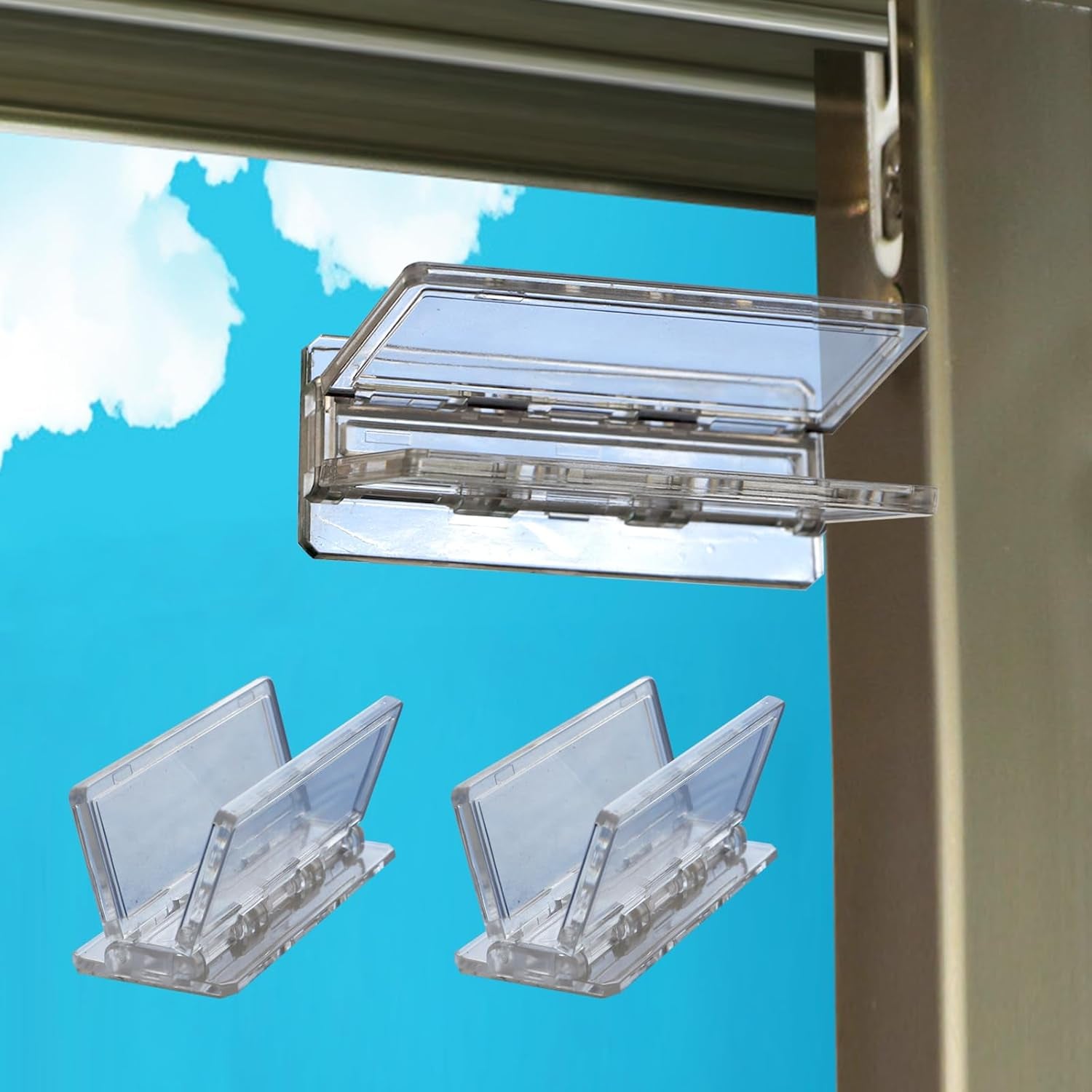 Sliding Door Lock for Child Safety 2 Pack, Sliding Patio Door Lock for Child Proof, Glass Window Door Stopper for Childproof, Childproof Window Lock for Toddler Kids and Baby Proofing(Clear)