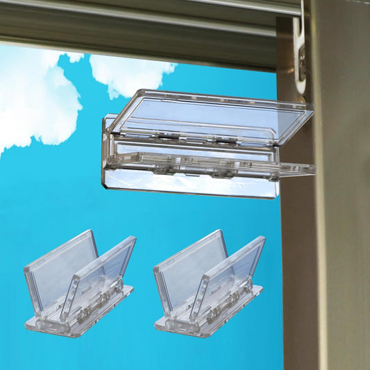 Sliding Door Lock for Child Safety 2 Pack, Sliding Patio Door Lock for Child Proof, Glass Window Door Stopper for Childproof, Childproof Window Lock for Toddler Kids and Baby Proofing(Clear)