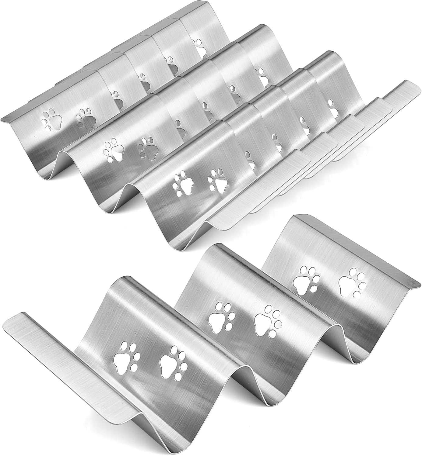 Mini Taco Holders Set of 6 Stainless Steel Taco Holder for Kids Taco Night - Premium Easy to Use and Clean Taco Stand for 3 Soft Hard Shell Tacos - Perforated with Bear Paw