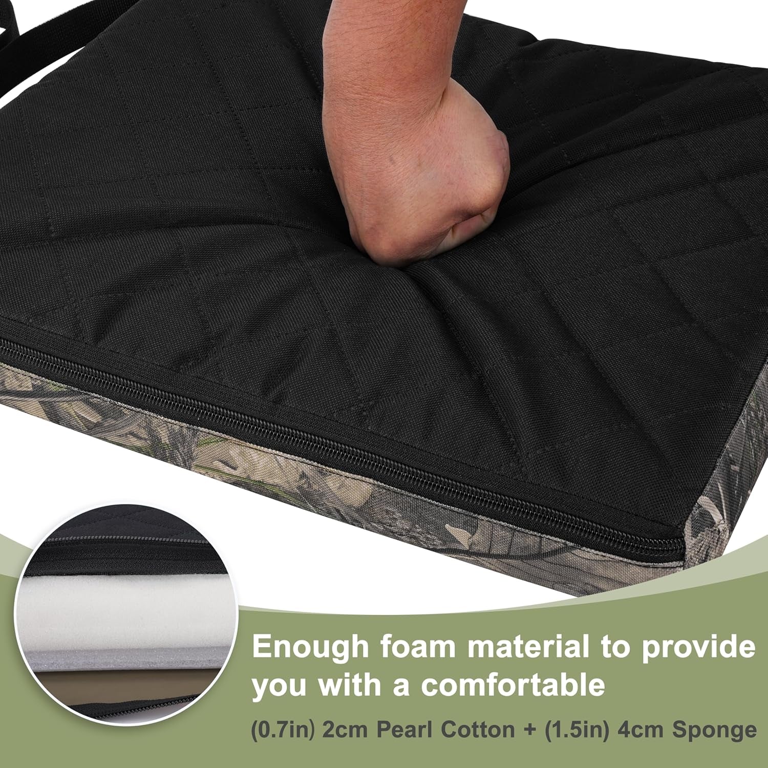 1PCS Portable Hunting Seat Cushion, 16.5 X 14.1 X2.3In Thickening Lightweight Outdoor Cushion, Waterproof Sponge Dirty Proof Pad for Hunting, Camping, Stadium, Outdoor Sports(Water Plants)