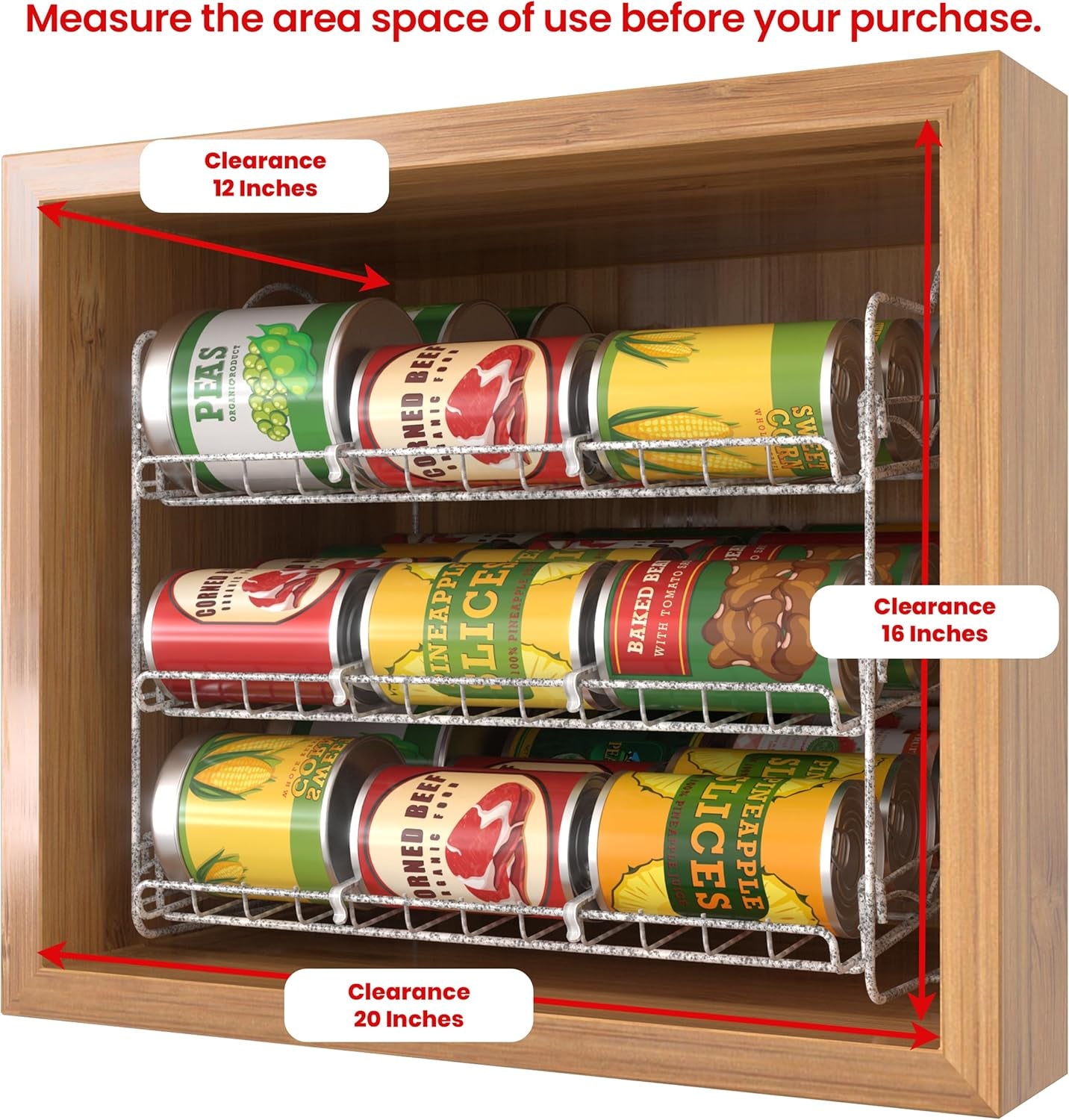 Can Organizer - Stackable Storage Rack Holds up to 36 Cans for Kitchen Cabinet or Pantry (Antique Silver)