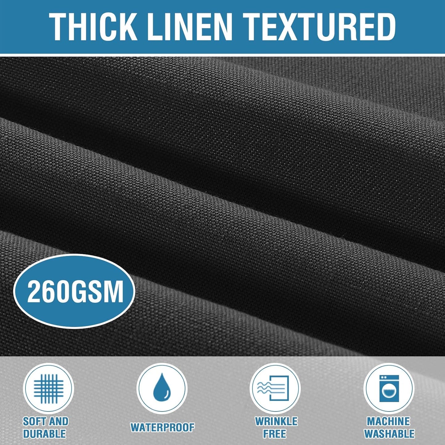 Linen Textured Table Cloths 54 X 54 Inch Premium Solid Tablecloth Spill-Proof Waterproof Table Cover for Dining Buffet Feature Extra Soft and Thick Fabric Wrinkle Free, Black