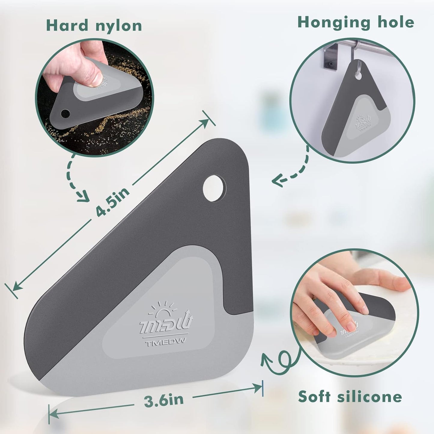 Pan and Pot Scraper, Nylon and Soft Silicone 2 in 1 Kitchen Dish Scraper