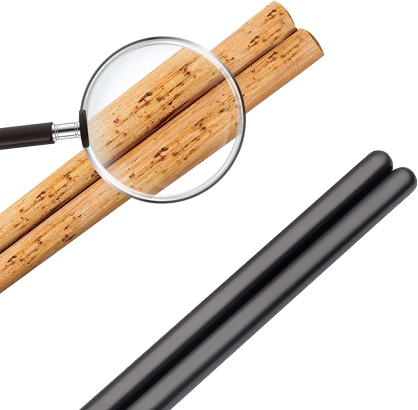 Stainless Steel Chopsticks, 9.45 Inches, Reusable (5 Pairs, Black)