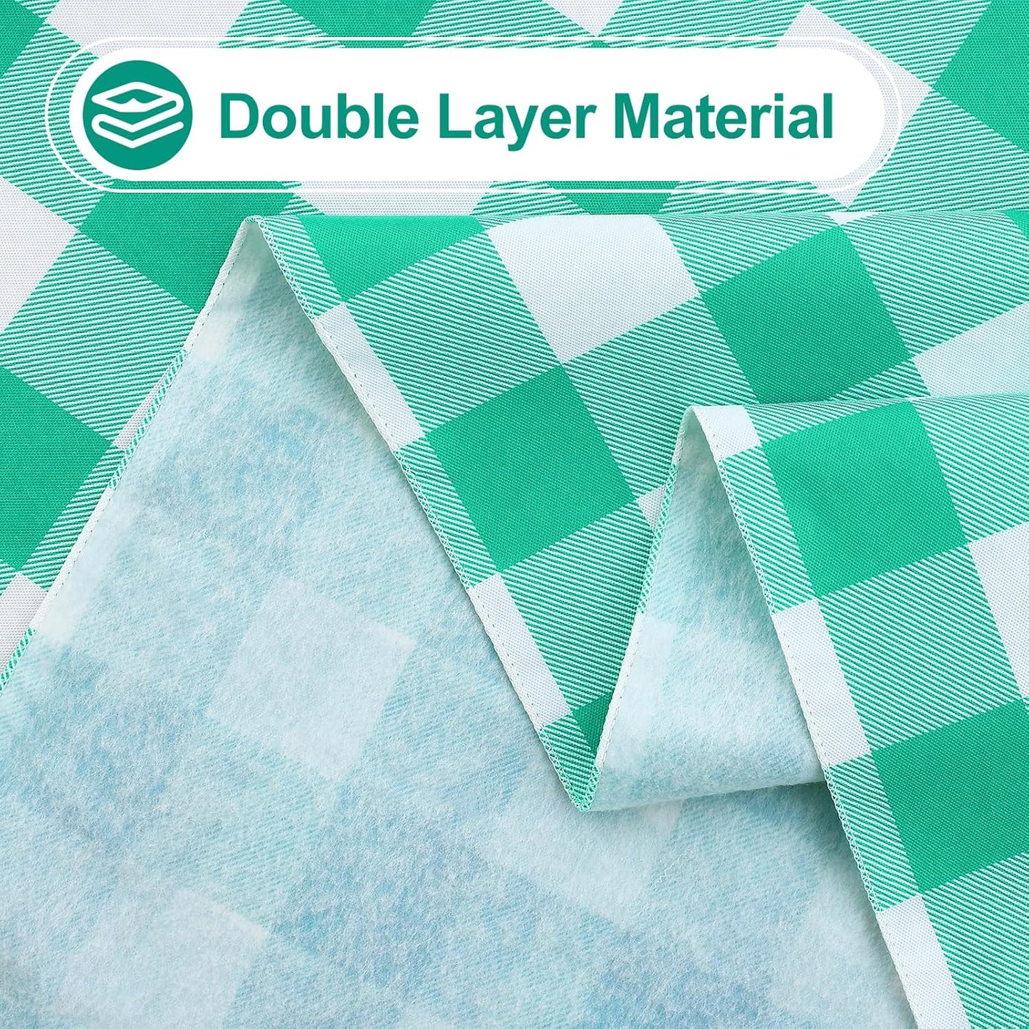 Rectangle Waterproof Vinyl Table Cloth, Buffalo Flannel Backed Tablecloth, Wipeable Plastic Table Cover for Dinner, Kitchen, Outdoor (60" X 84", Green and White)