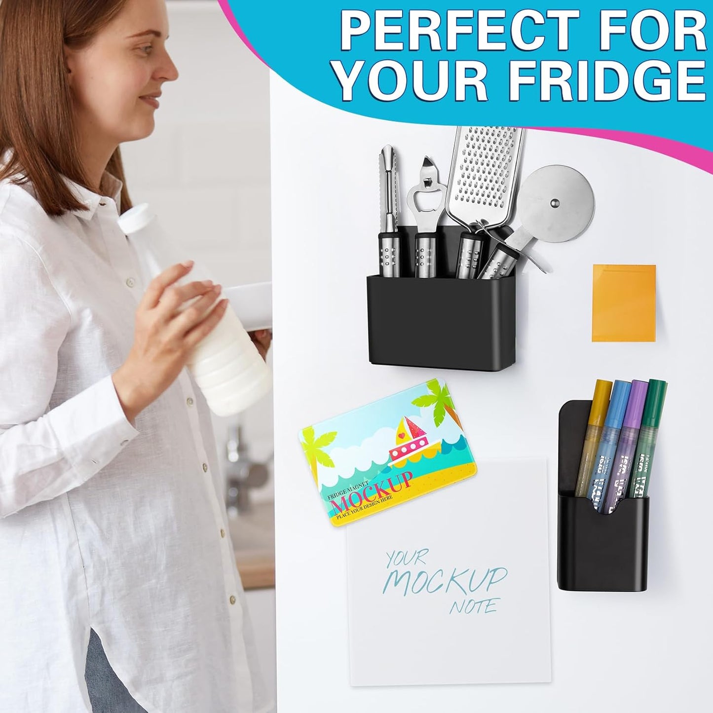 4 PCS Magnetic Pen Holder, Black Magnetic Marker Holder for Whiteboard, Magnetic Dry Erase Marker Holder, Magnetic Pen Holder for Refrigerator, Magnetic Pencil Holder, Magnet Locker Organizer