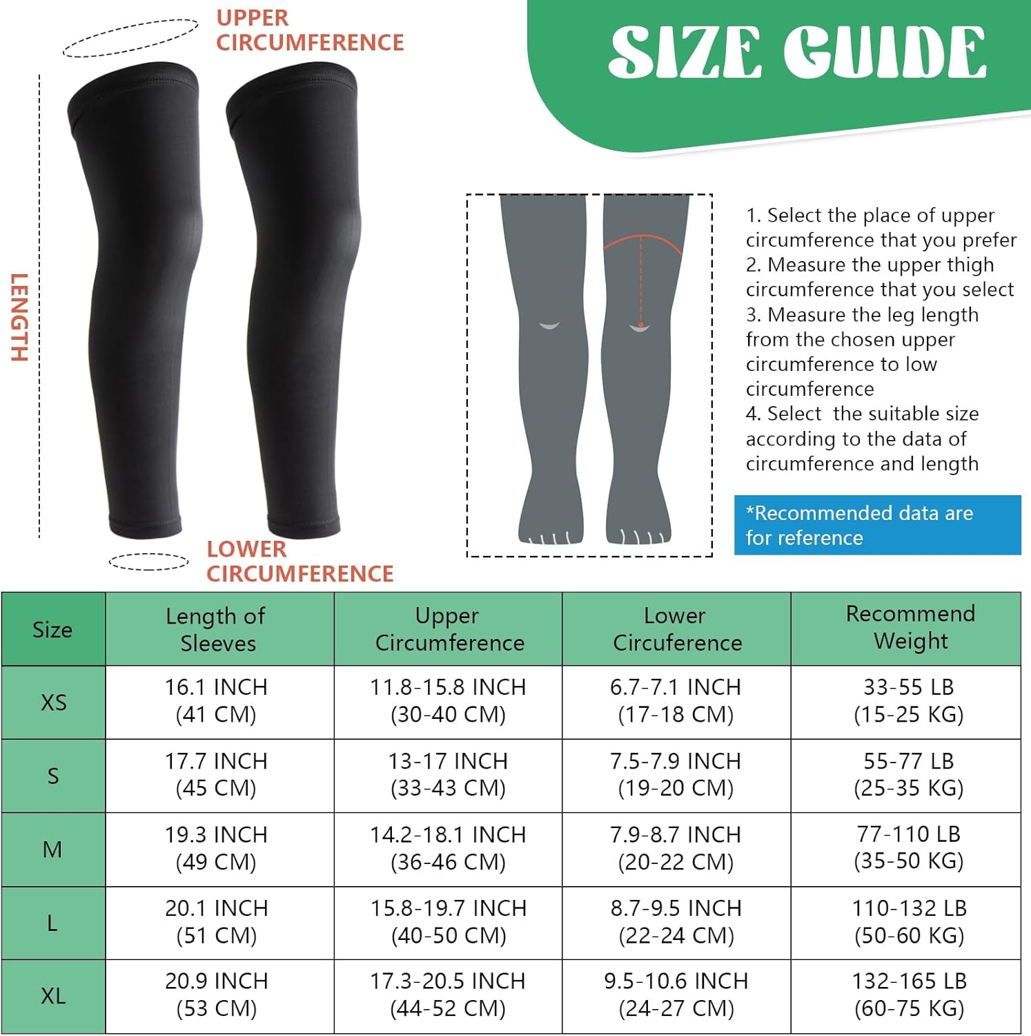 Kid Leg Sleeve 2 Pairs, Long Compression Leg Sleeve for Youth Boy Girl Basketball Soccer Football