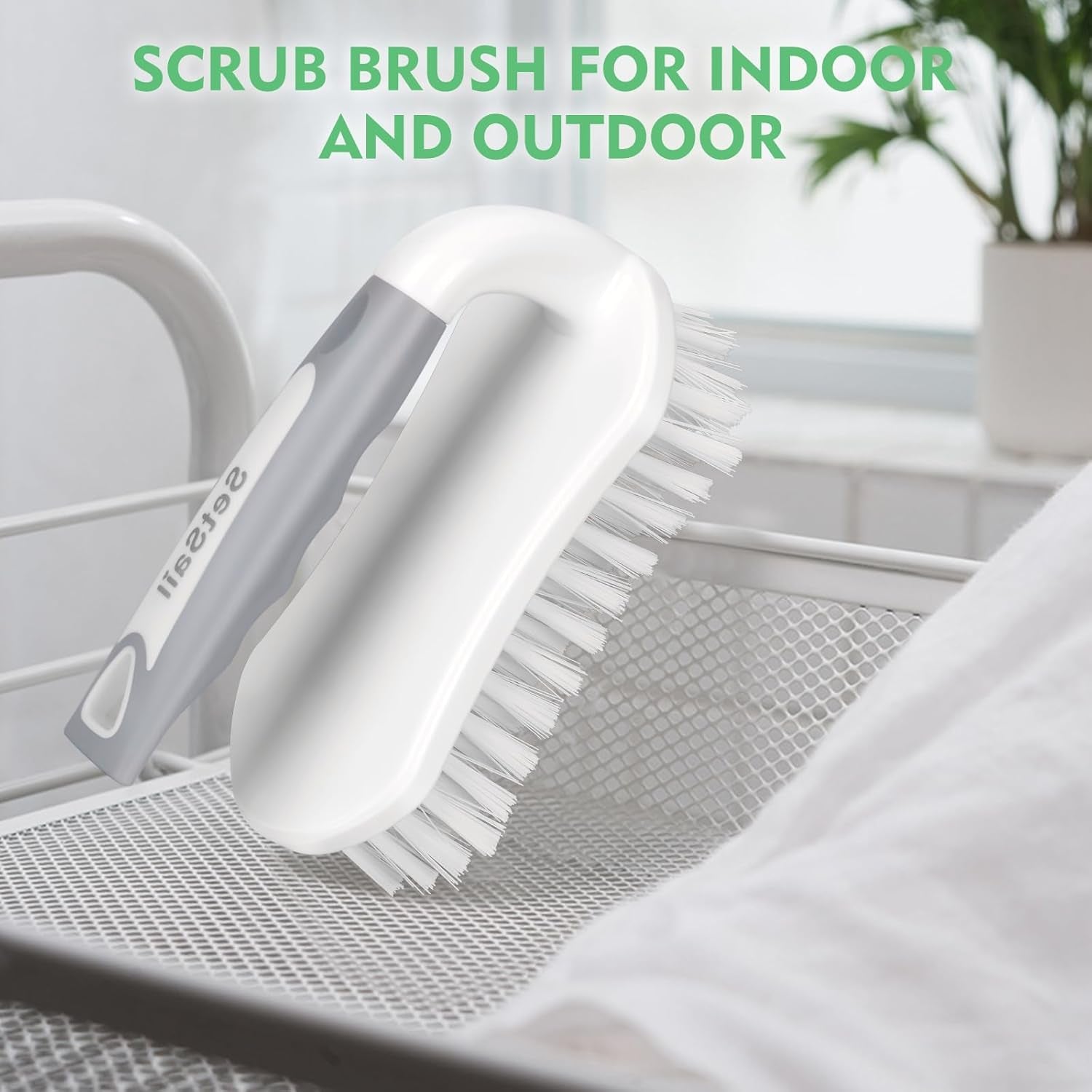 Scrub Brush, Heavy-Duty Scrub Brushes for Cleaning with Stiff Bristles Cleaning Brush for Shower, Bathroom, Carpet, Kitchen and Bathtub Scrubber - 2 Pack