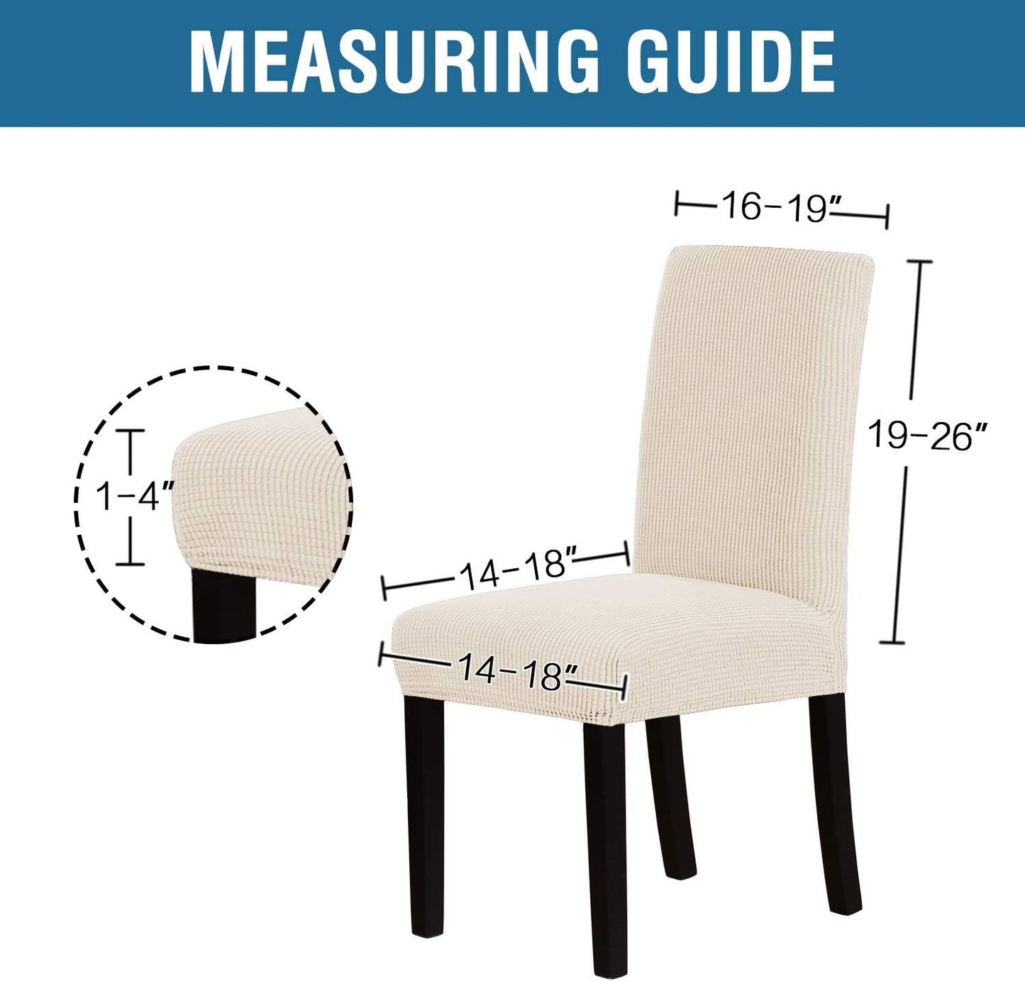 Stretch Dining Chair Covers Set of 2 Chair Covers for Dining Room Parsons Chair Slipcover Chair Protectors Covers Dining, Feature Textured Checked Jacquard Fabric, Natural
