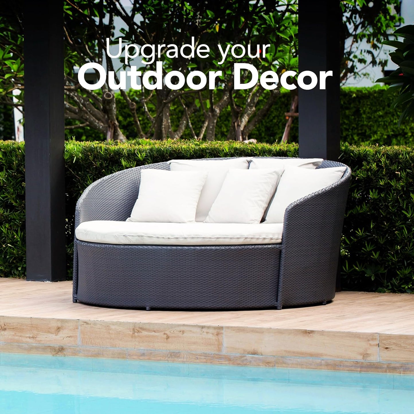 Outdoor Pillow Inserts 18 X 18 Inches (Pack of 2, White), Water Resistant Garden Throw Pillows for Patio and Porch Furniture