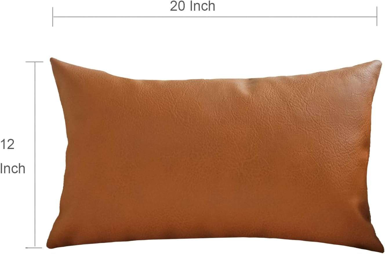 Modern Leather Throw Pillow Cover for Couch Sofa Bed 12 X 20 Inch 100% Faux Leather