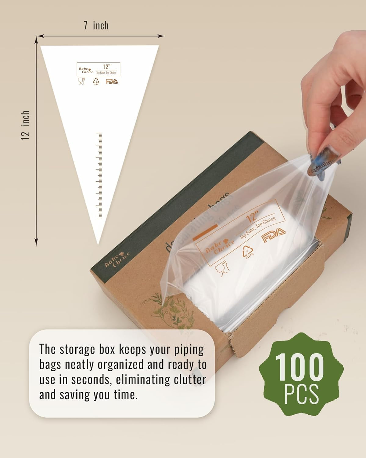 12 Inch Piping Bags, 100PCS Thickened Disposable Pastry Bags, anti Burst Icing Bags for Cream Frosting, Non-Slip Frosting Bags, Cake & Cookie Decorating Supplies