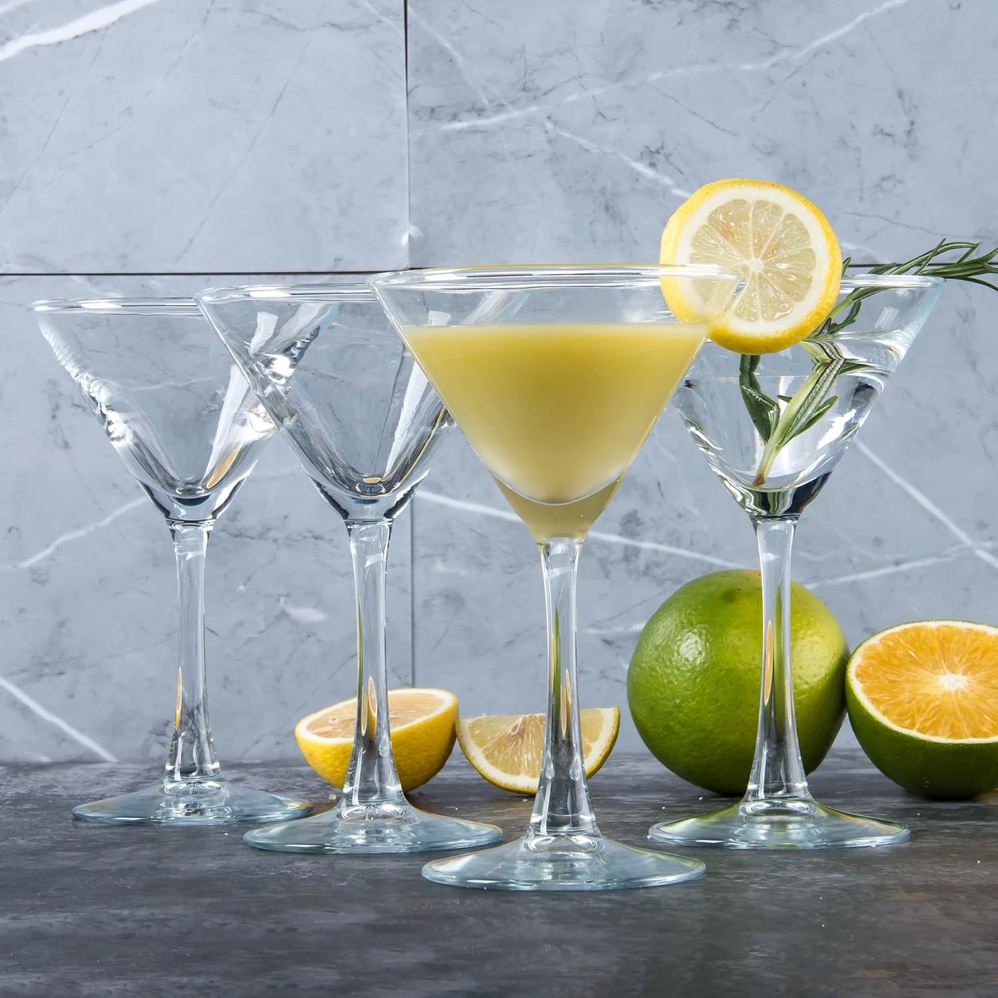 Set of 7 Classic Clear Martini Glasses - 6 Ounce Capacity for Espresso Martini, Cosmopolitan, and Manhattan - Perfect Gift for Housewarming and Engagement Celebrations