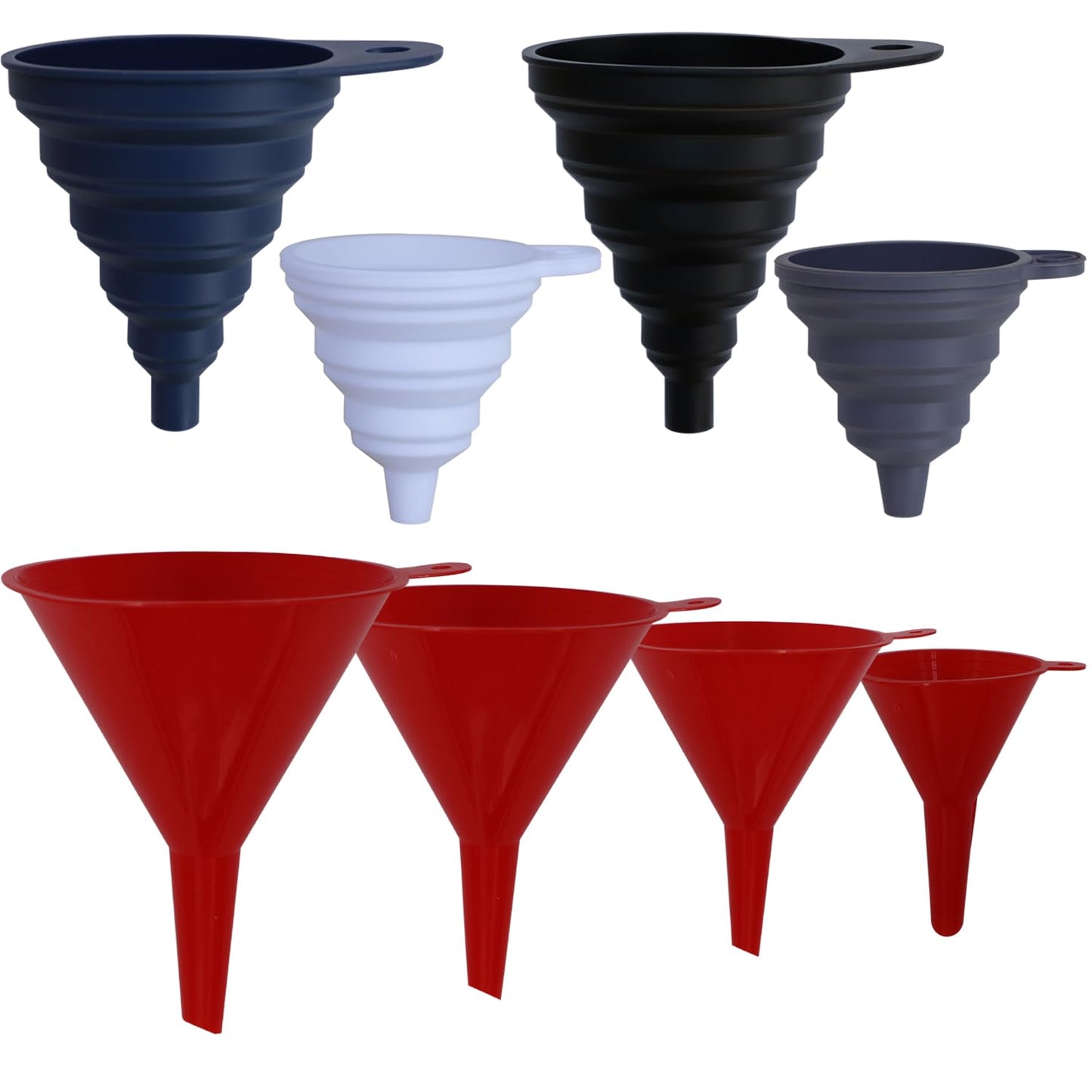 Collapsible Silicone Funnels 4 Pack + Silicone Funnels 4 Pack