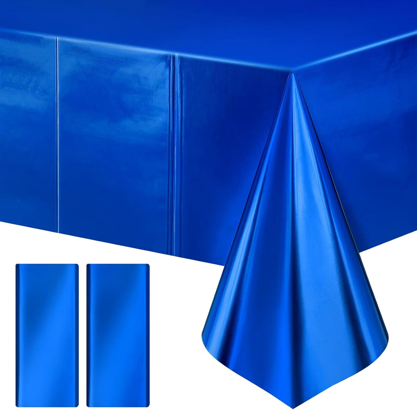 Set of 2 Lake Blue Plastic Tablecloths - Elegant Metallic Matte Finish, 40" x 108" - Ideal for Baby Showers, Christmas, Winter Celebrations, Birthday Parties, Weddings, and Graduation Decorations