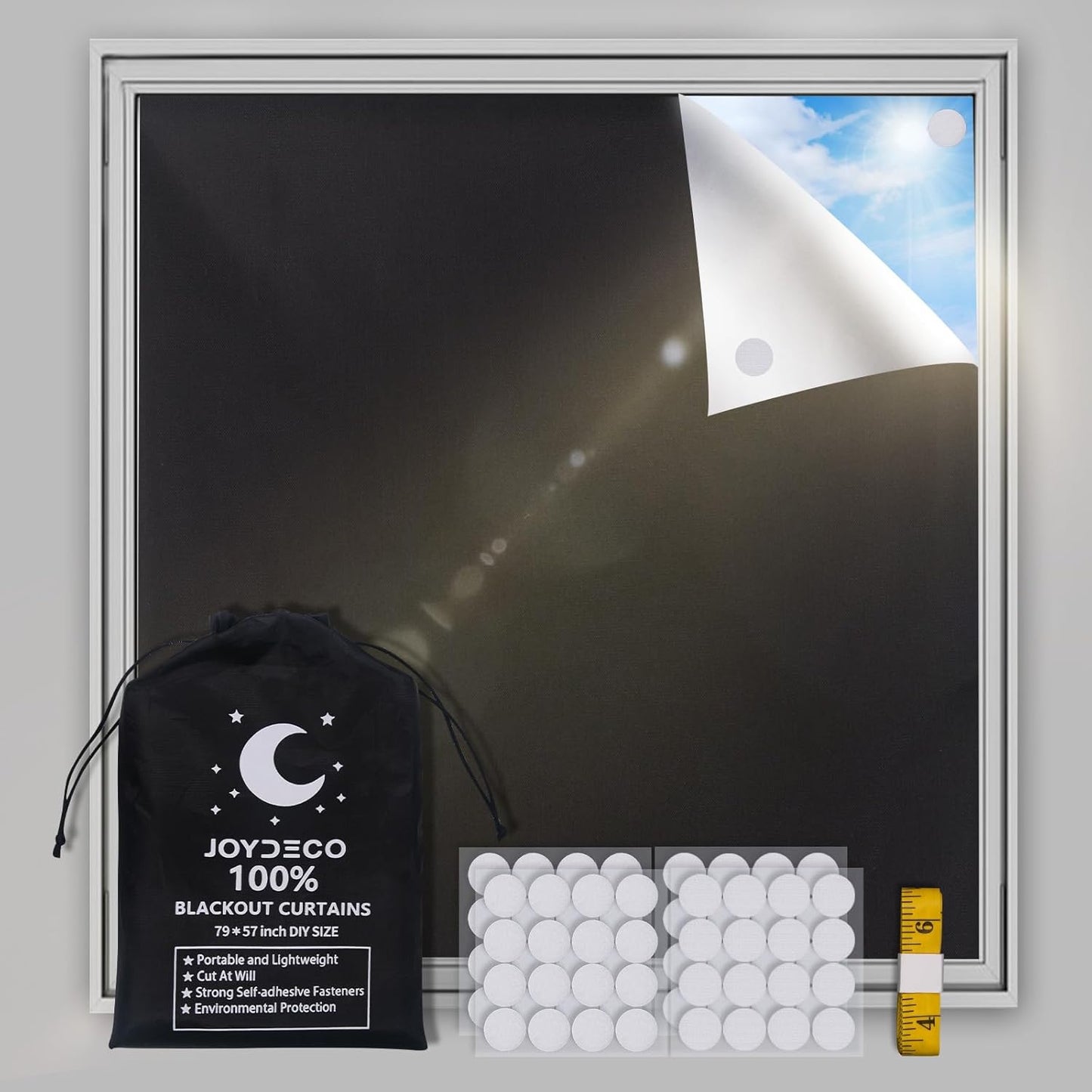 Portable Blackout Shades Curtains 100% Black Out 79 X 57 Inch Shades for Windows Room Darkening Shades Blinds Sun Blocking Shades for Windows Bedroom Dorm Room