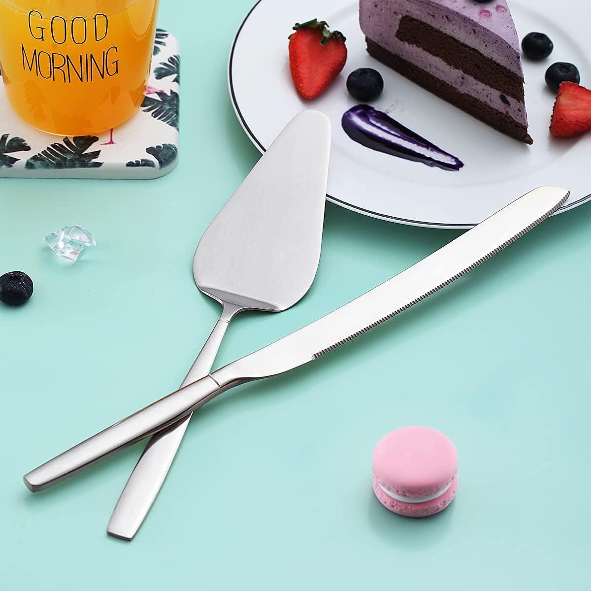 Stainless Steel Wedding Cake Knife and Server Set - Elegant Cake Cutting Set for Weddings, Birthdays, and Special Events