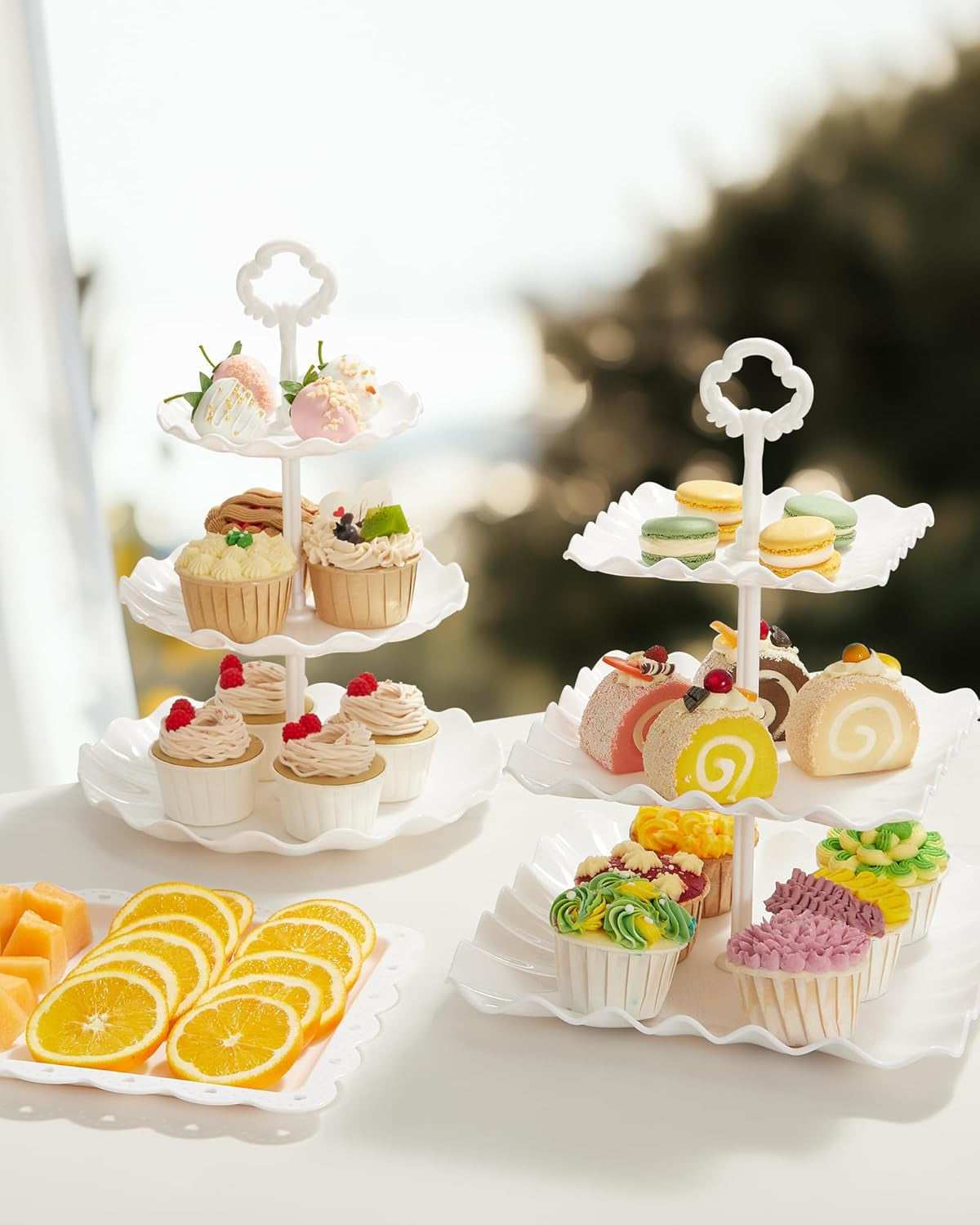 Dessert Cupcake Stand, 10Pcs Dessert Table Display Set, 3 Tiered Cup Cake Holder Tower Stand& Cookie Serving Trays for Wedding, Tea Party, Birthday, Baby Shower