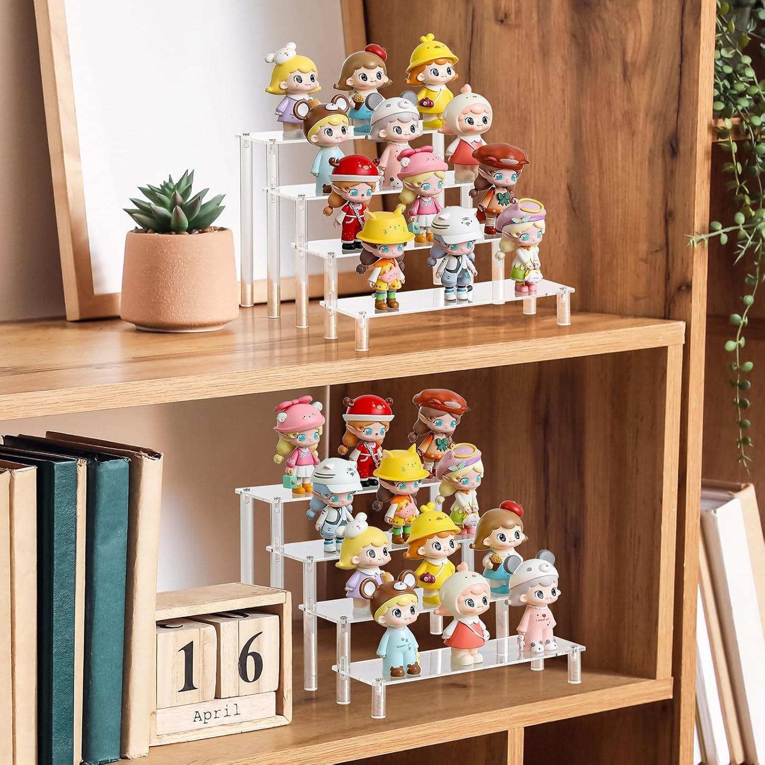 4 Tier Acrylic Display Risers, Clear Perfume Organizer Stand, Cupcake Food Stand Holder, Shelf Risers for POP Figures, Dessert Shelves for Party Table, Vanity Tray, Room Decorations and Organization