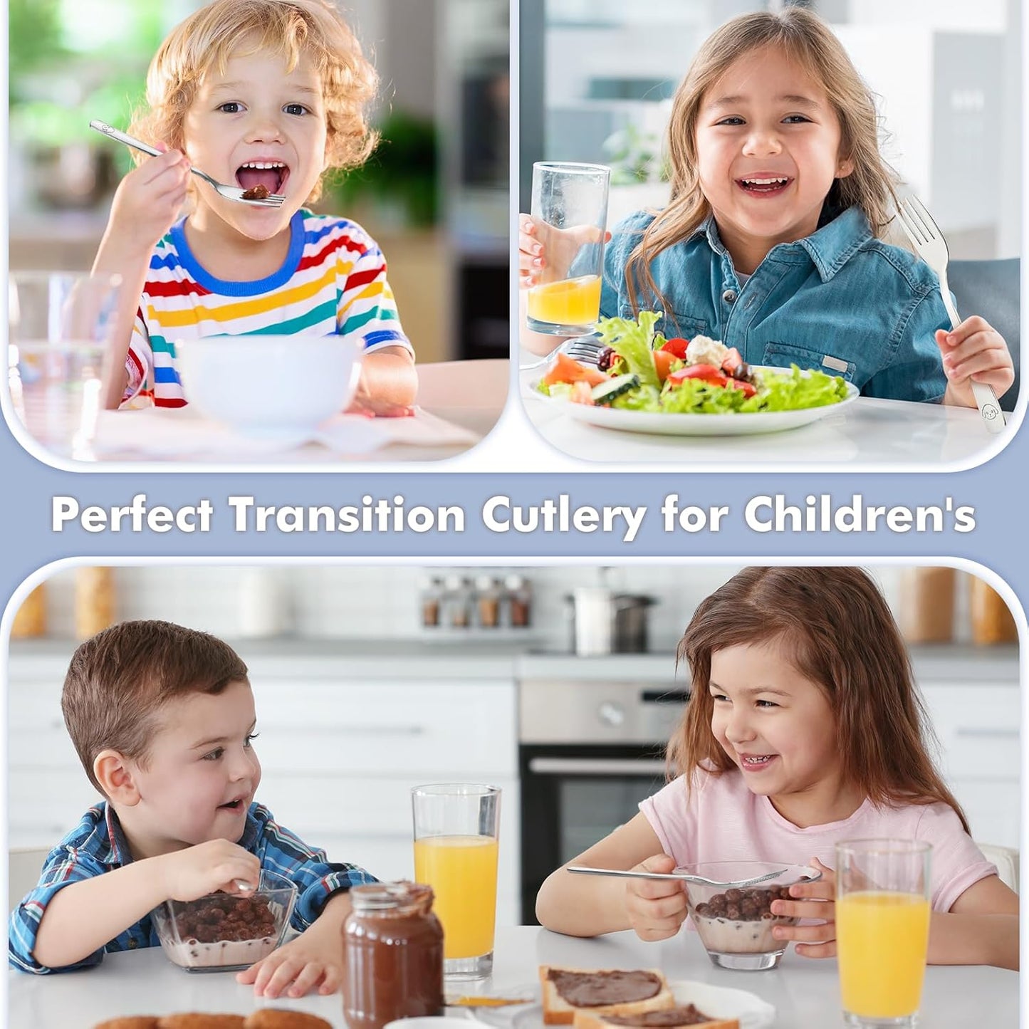 Stainless Steel Toddler Fork Set - 12-Piece Children’s Safe Food Grade Silverware, Dishwasher Safe and Mirror Polished