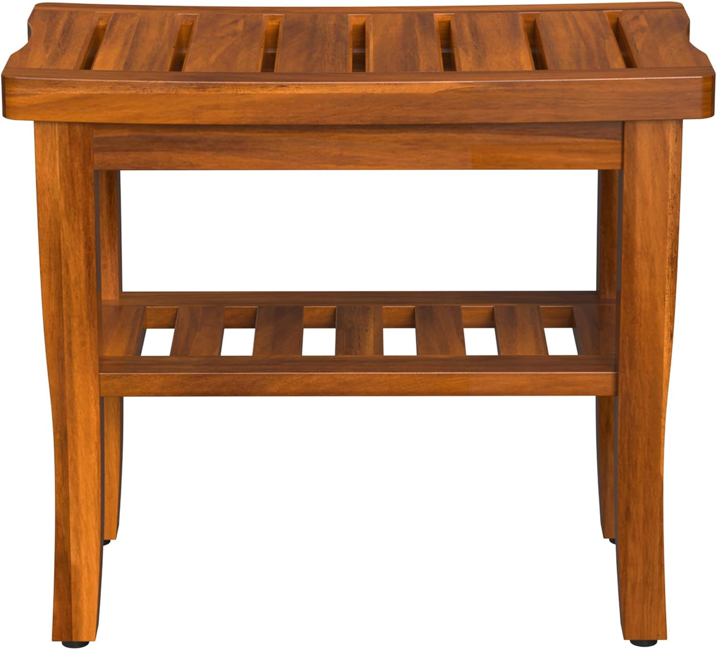 Teak Wood Shower Bench Stool with Storage Shelf, Wooden Waterproof Bathroom Spa Bathing Teak Shower Stool with Non-Slip Feet Gadget 2024 for Indoor or Outdoor Shower Chair Seat Organizer