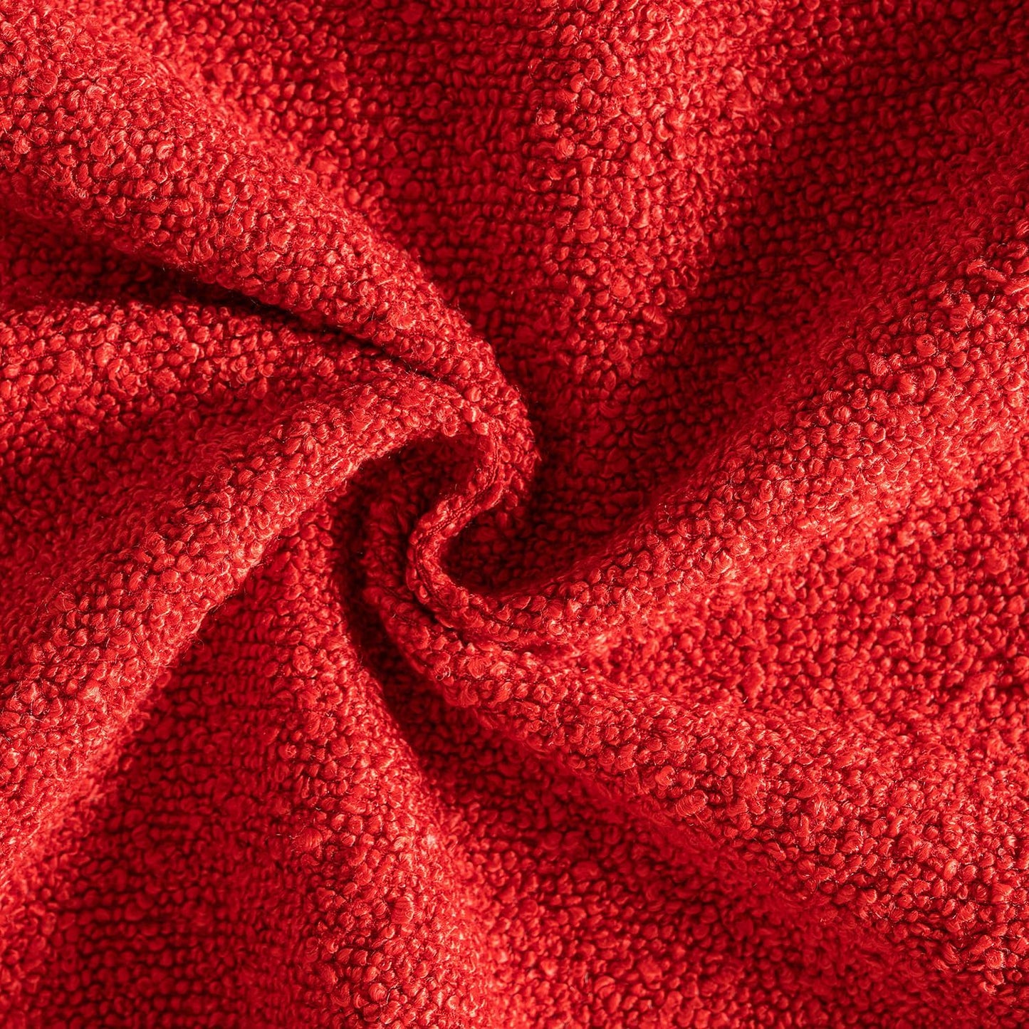 Textured Boucle Lumbar Pillow Cover in Christmas Red - Decorative Soft Accent Cushion for Couch, Chair, and Bedroom - 18x18 Inch, Single Pack