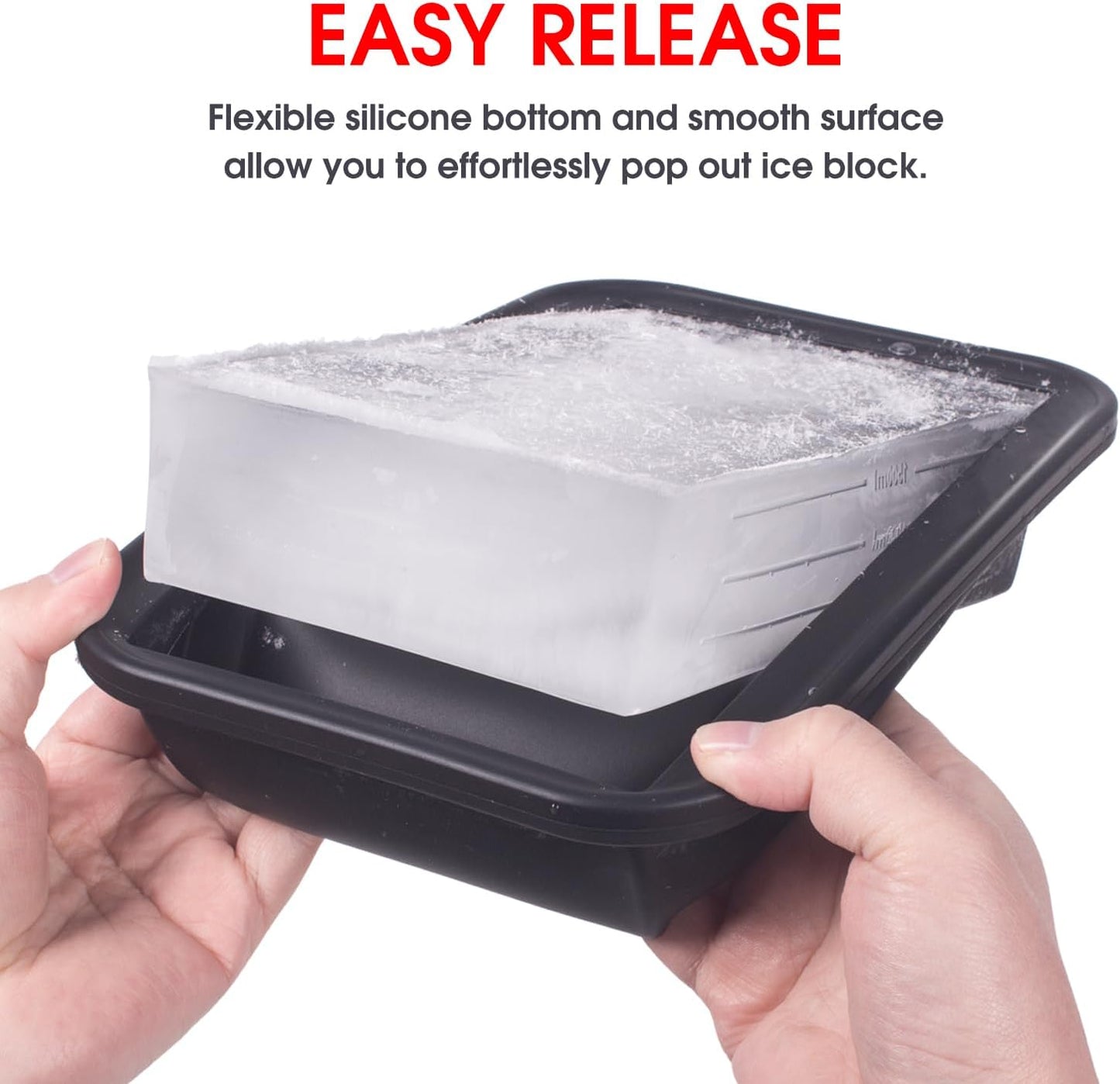 Extra Large Ice Block Mold for Ice Bath Cold Plunge Accessories Chiller Cooler, 2 Pack for 6.6LB Ice, Steel Reinforced Stackable Silicone Ice Molds with Lids for Big Giant Ice Brick, Black