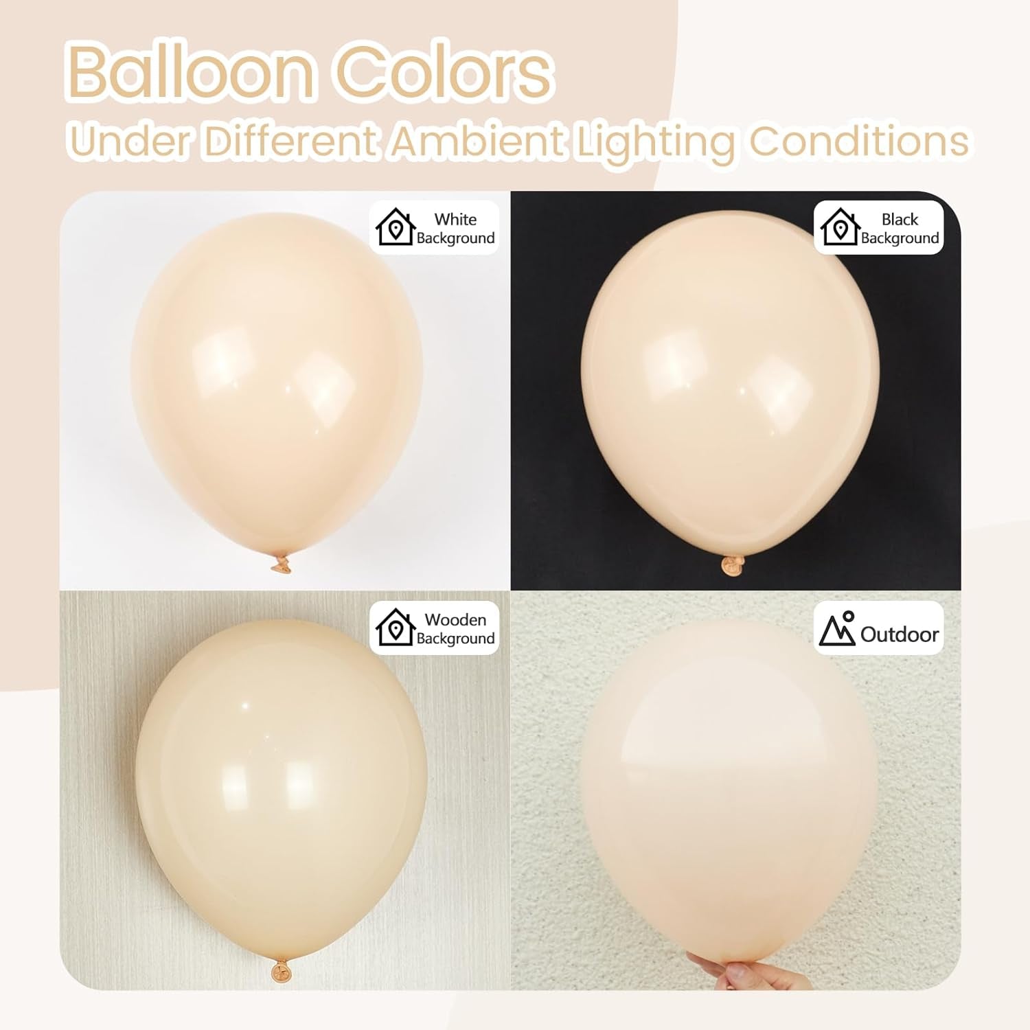 110Pcs Nude Balloon Arch Garland Kit, 18 12 10 5 Inch Apricot Balloons Different Sizes for Birthday Party Decorations