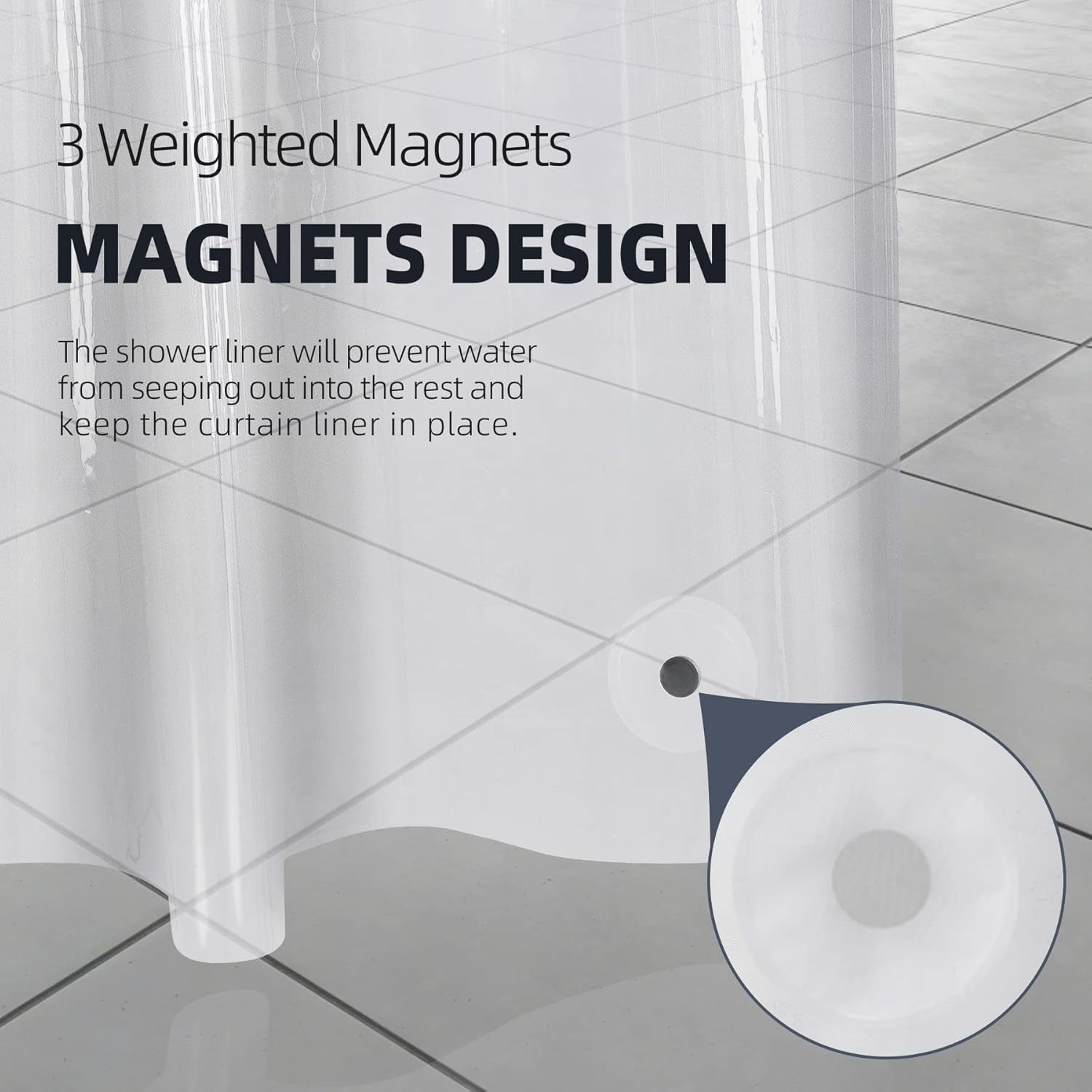 12 Pcs Shower Curtain Hooks with 72X72 Clear Shower Curtain Liner