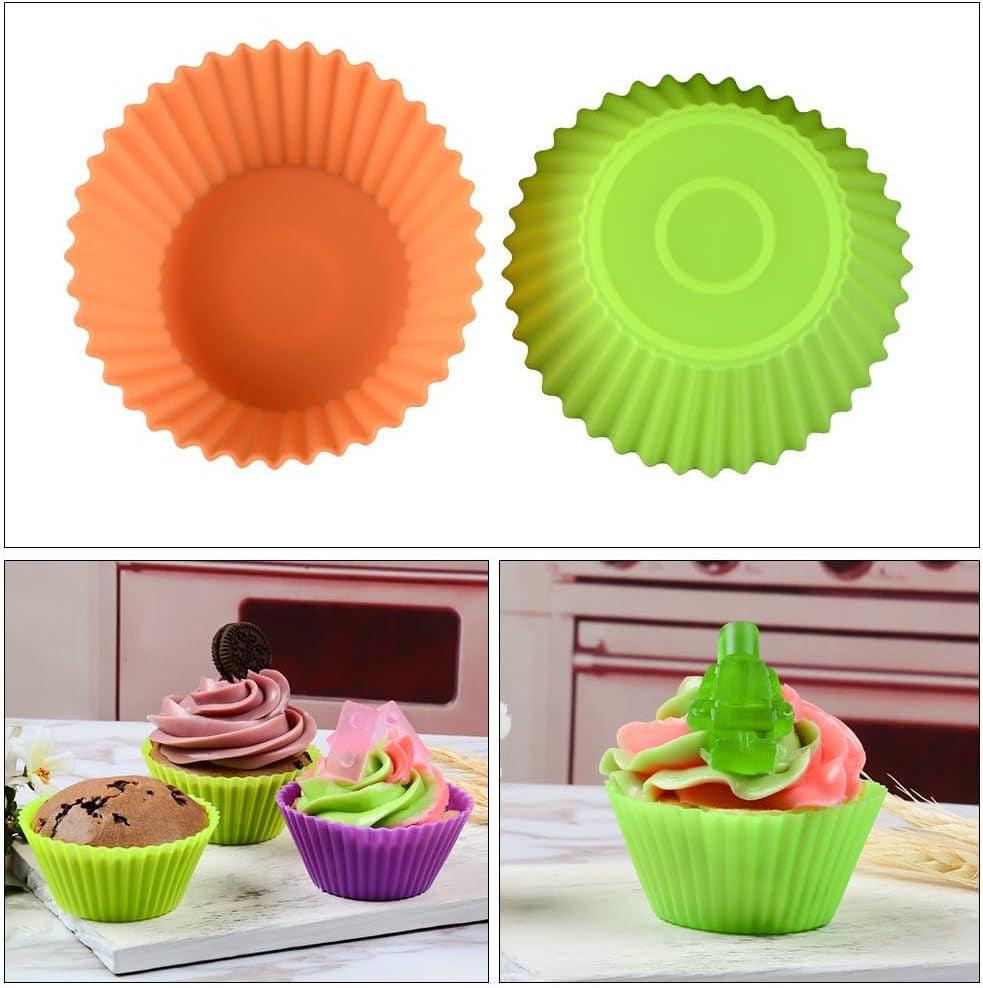 Silicone Baking Cups Cupcake Liners - 24 Pcs Reusable Silicone Molds Including Round, Rectanguar, Square, Flower Food Grade Silicone