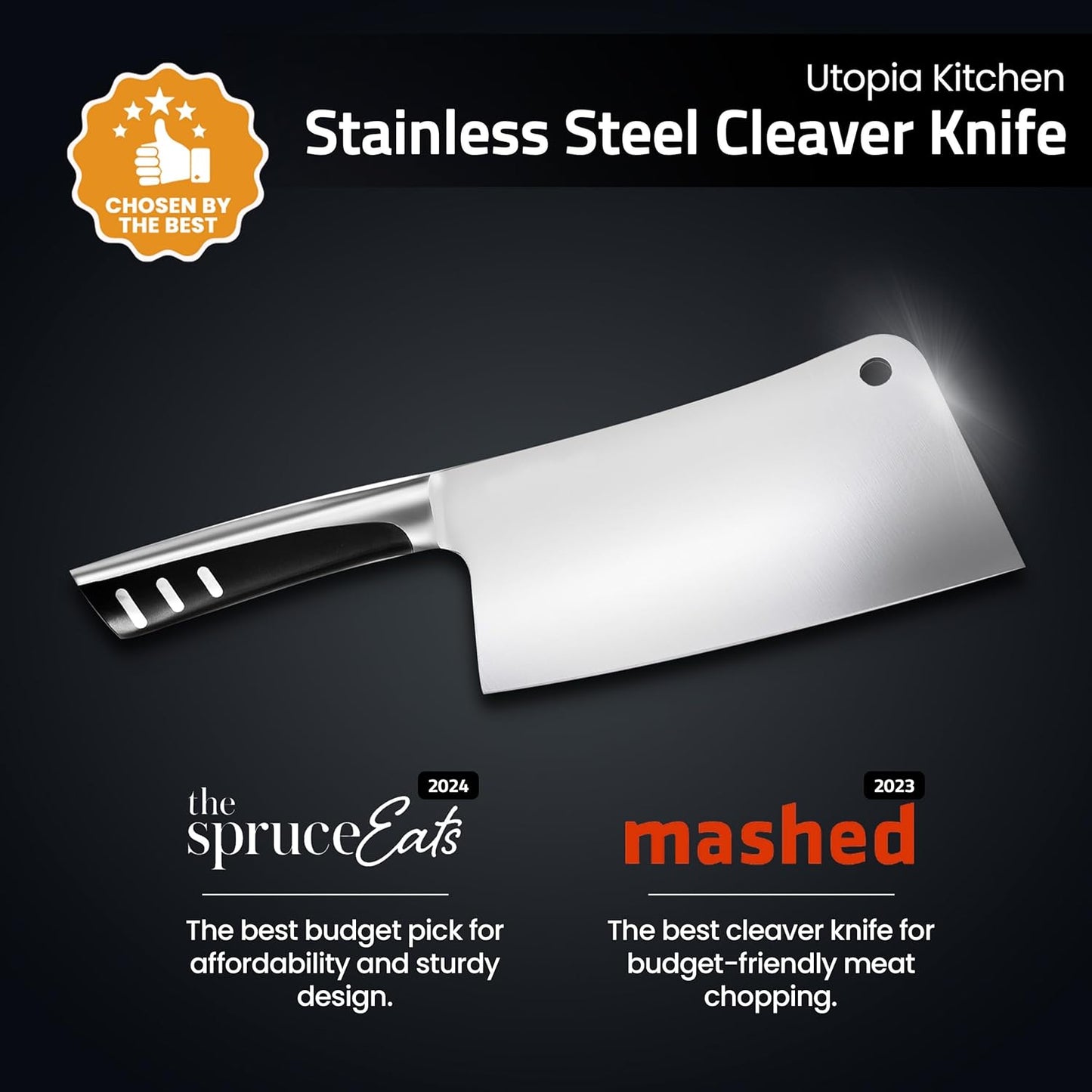 7 Inch Cleaver Knife Stainless Steel Chef Butcher Knives for Meat & Vegetable Multipurpose Kitchen Chef Knife Chopping Bone