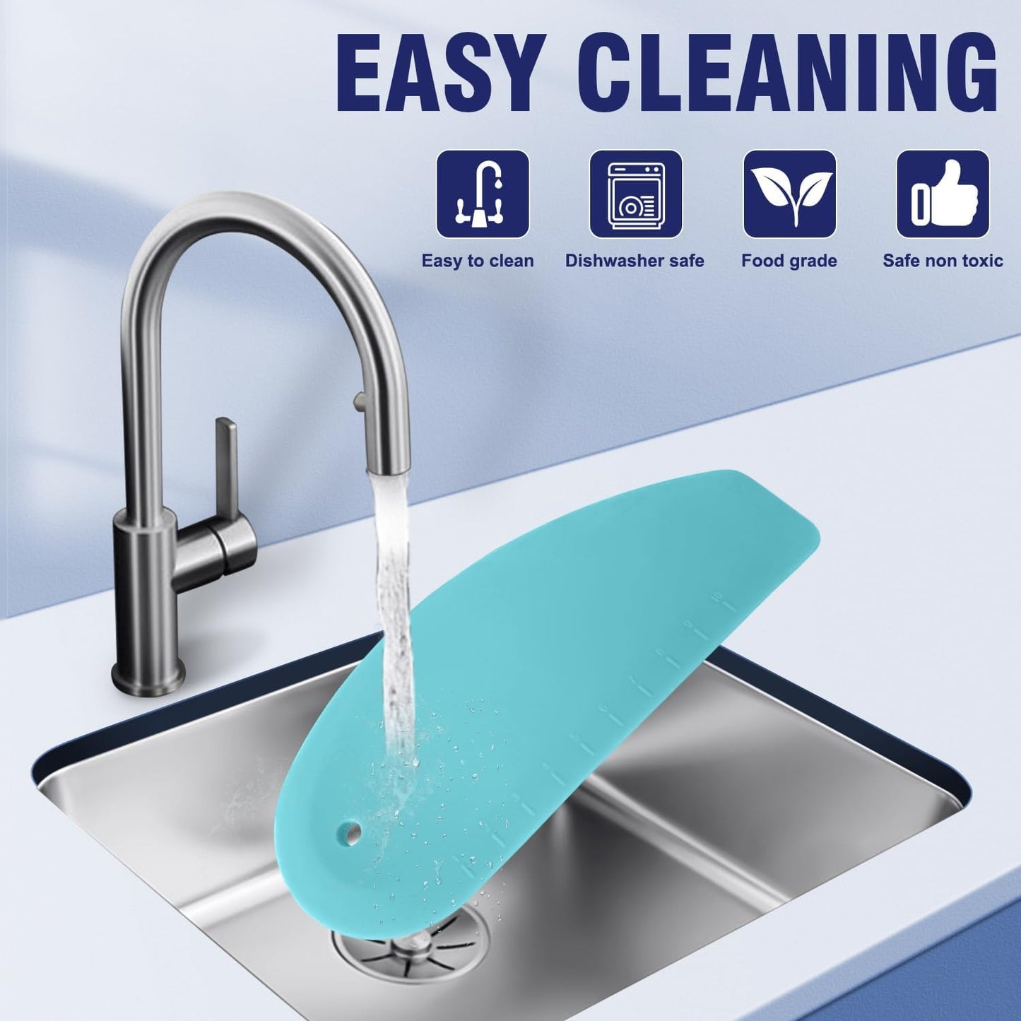 Dough Scraper Set of 3, Flexible Silicone Bowl Spatula, Kitchen Plastic Bench Dough Scraper Tool for Bread Dough, Sourdough, Cake, Fondant Icing, Blue & Teal/Aqua…