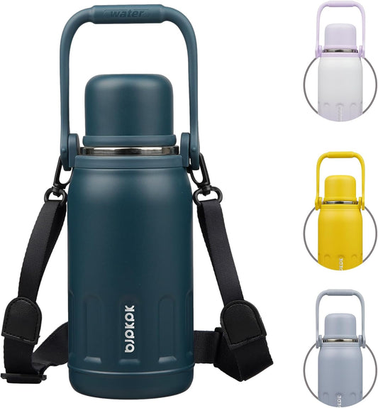 27Oz Insulated Thermal Water Bottle with Lid and Carry Handle Double Wall Stainless Steel Water Bottles,Navy Blue