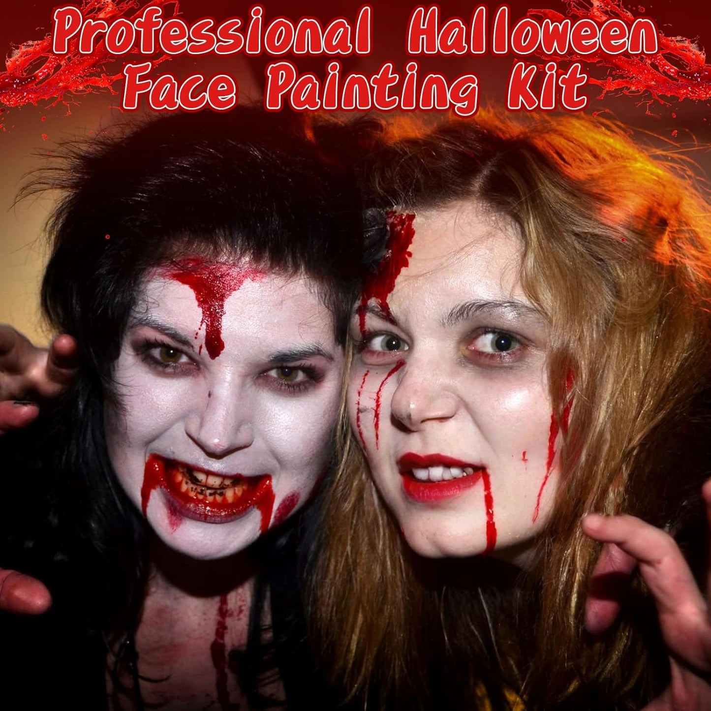 Halloween Fake Blood Makeup Kit, 3PCS Realistic Washable Costume Blood Set (1.69Oz Spray + 1.69Oz Dripping + 1.01Oz Coagulated ) for Zombie Vampire SFX, Dark Coagulated & Fresh Spray Effects