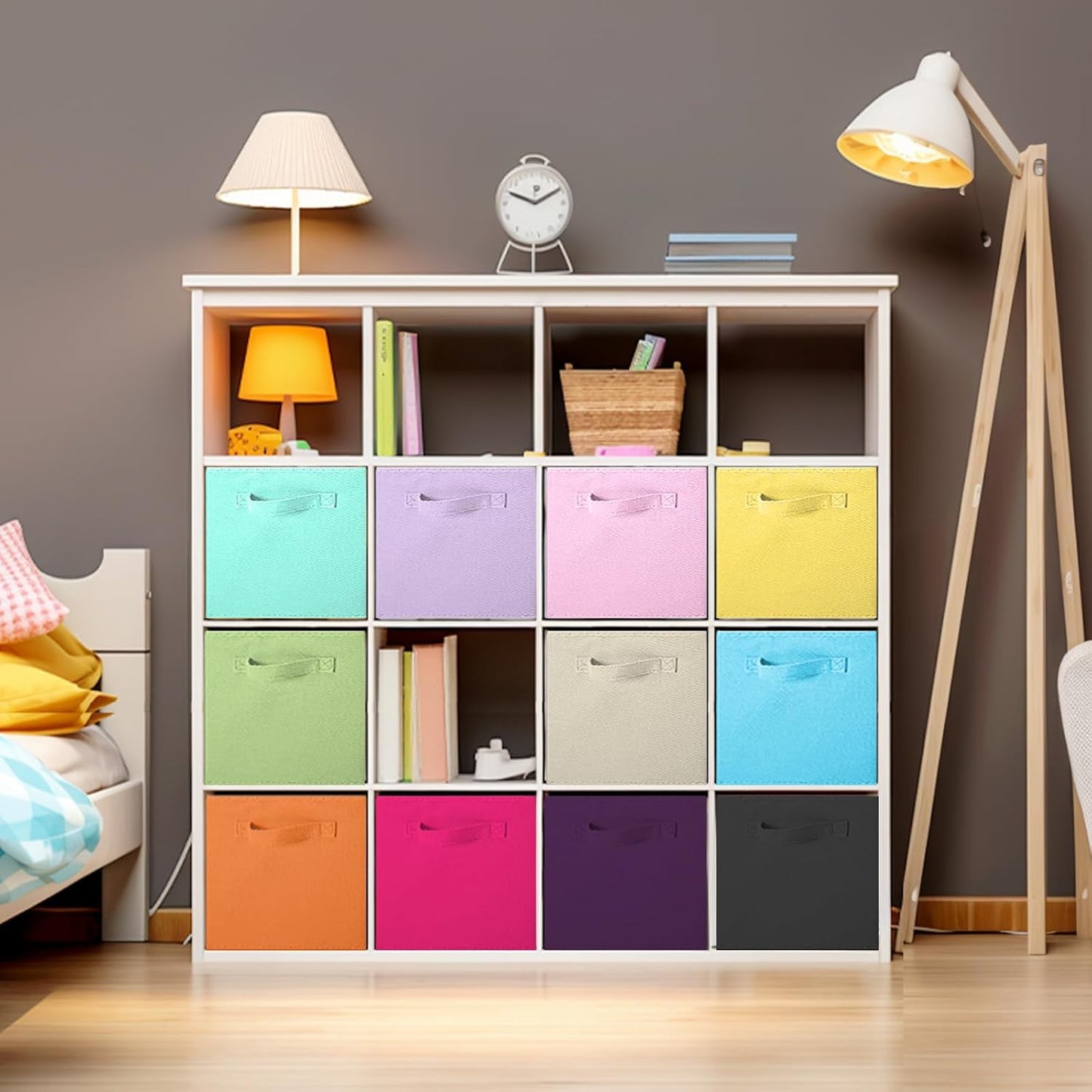 Foldable Fabric Storage Cubes and Cloth Organizer Drawer for Closet and Toys, 6 Pack (6 Colors)