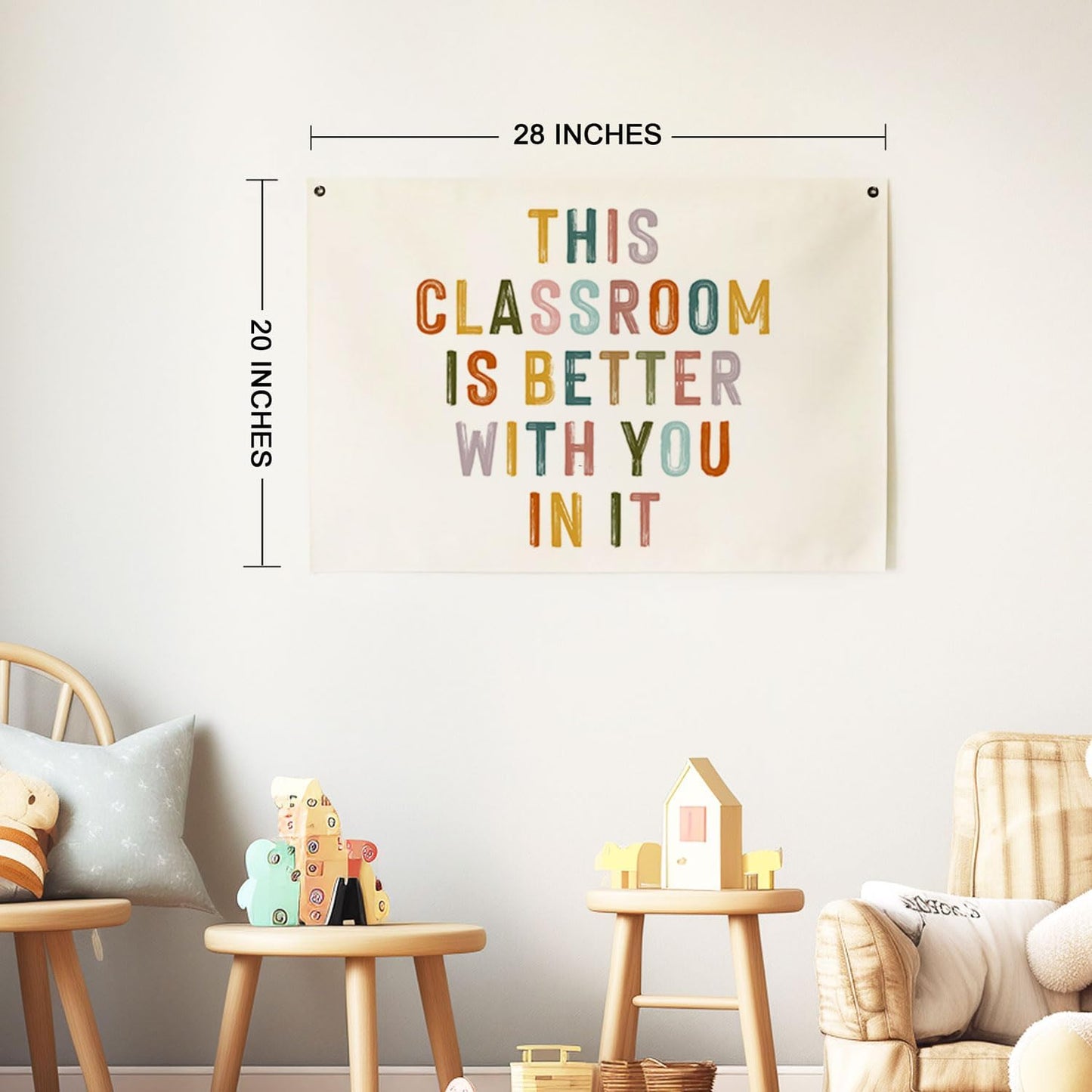 This Classroom Is Better with You in It Cavas Banner, Classroom Tapestry, Welcome Classroom Cavas Flag, Back to School Decor, Positive Classroom Sign, Kids Affirmation Hanging Banners (20X28Inch)