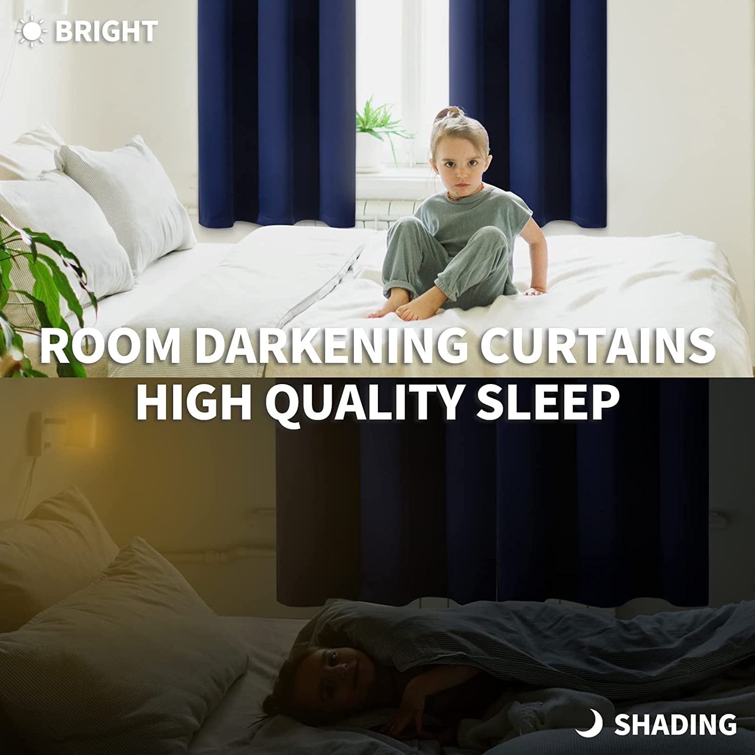 Blackout Curtains for Bedroom 63 Inches Long - Navy Blue Room Darkening Thermal Insulated Sunlight Blocking Grommet Window Drapes for Kids Boys Room, Set of 2 Panels, 42 X 63 Inch