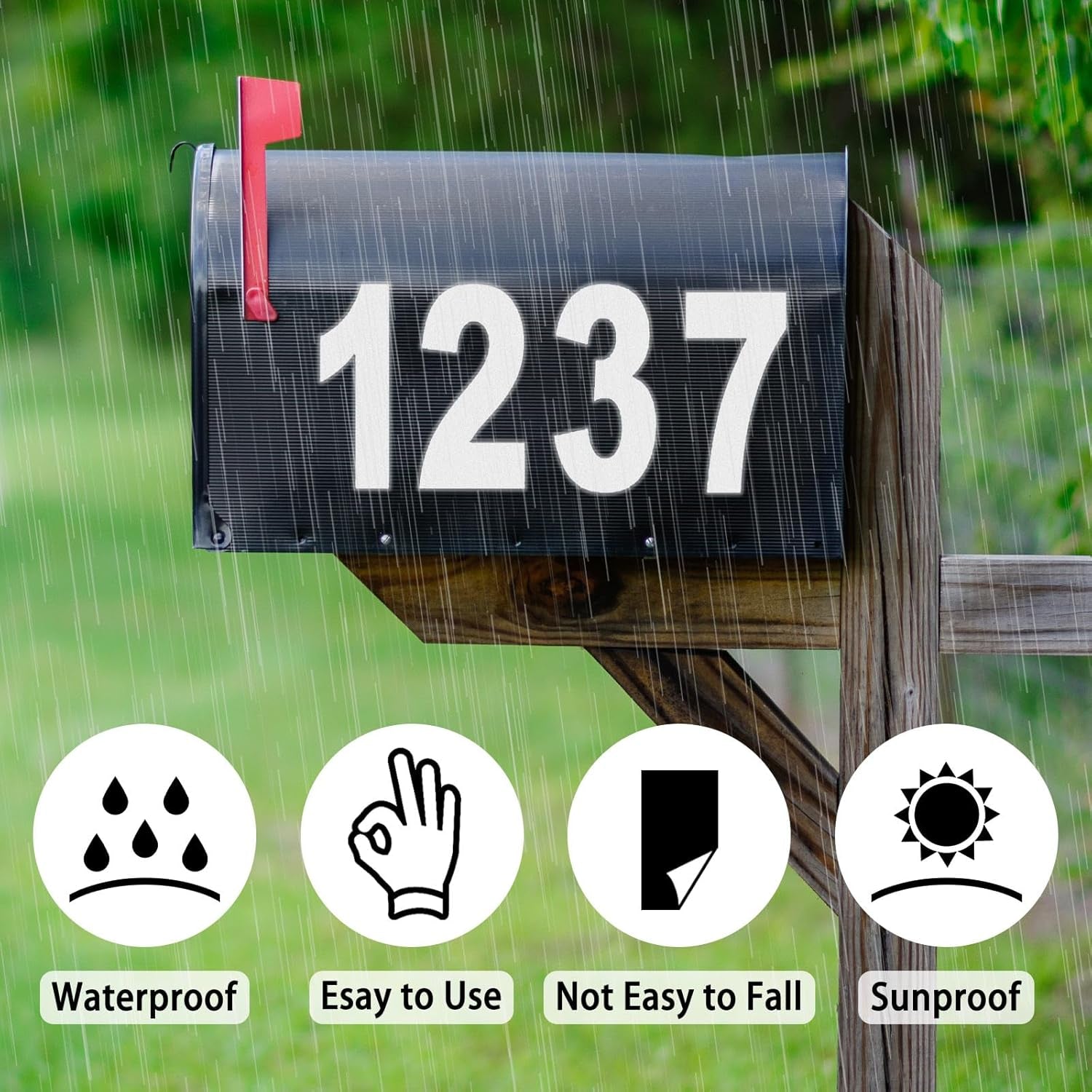 3 Inch Reflective Mailbox Numbers Sticker (0-9, 5 Sets) for Outside, Strong Self Adhesive Vinyl House Numbers for Mailbox, Signs, Door, Cars, Trucks, Home, Business, Address Number