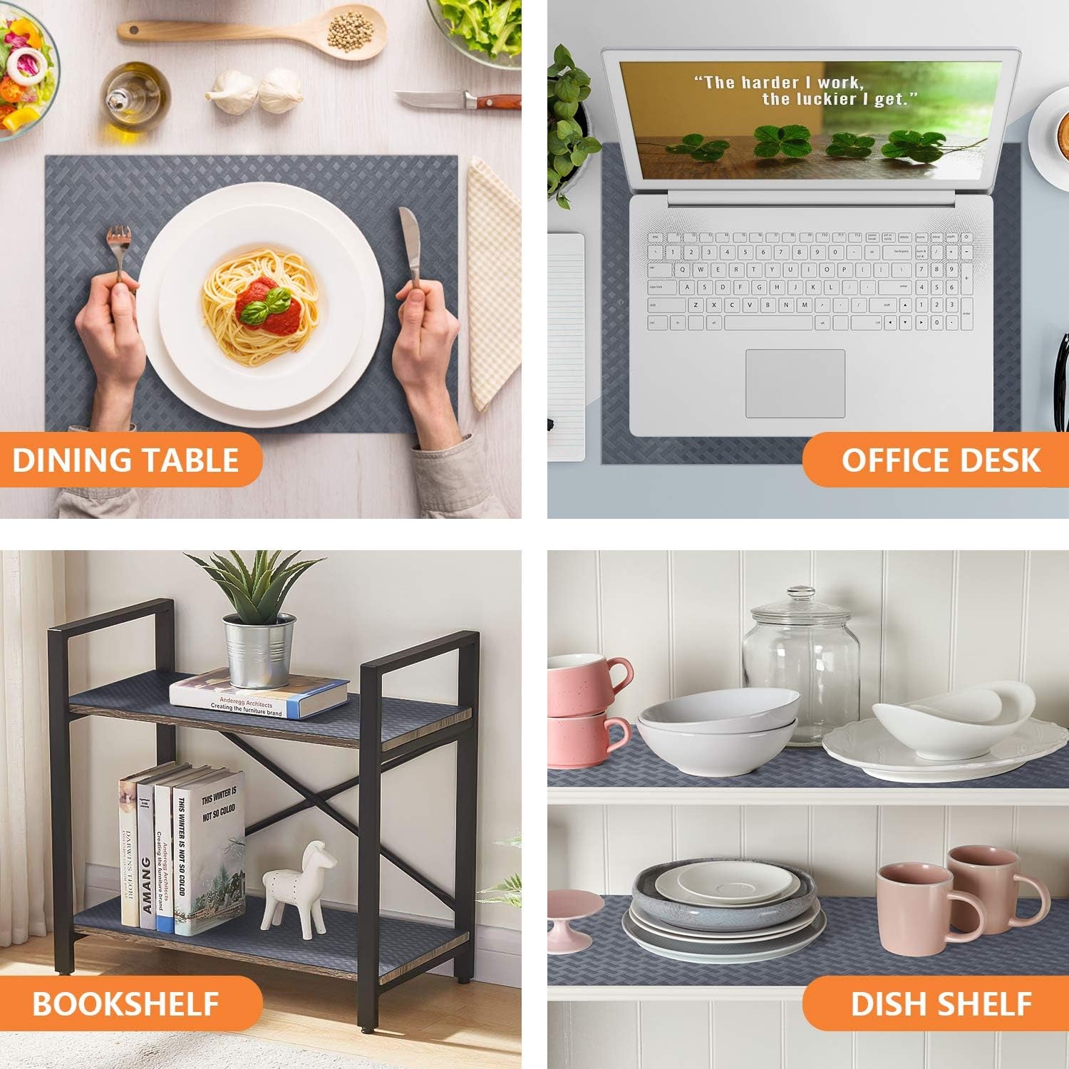 Shelf Liners for Kitchen Cabinets Refrigerator Liners Waterproof & Oil-Proof Kitchen Cupboard Liner Plastic Drawer Mats EVA Material Non Adhesive Fridge Liner for Shelves Gray 11.8 X 59 Inch