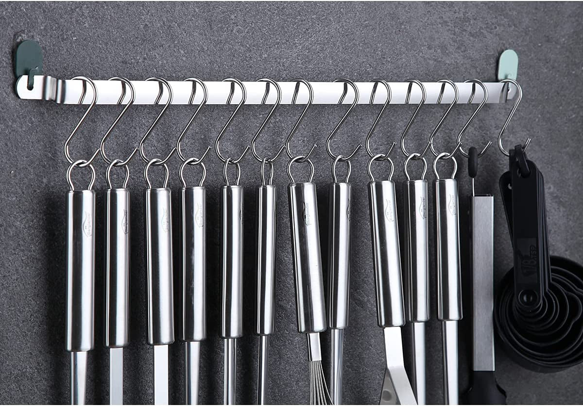 38-Piece Stainless Steel Kitchen Utensils Set with Holder Rack and Hooks, Dishwasher Safe Cooking Tools