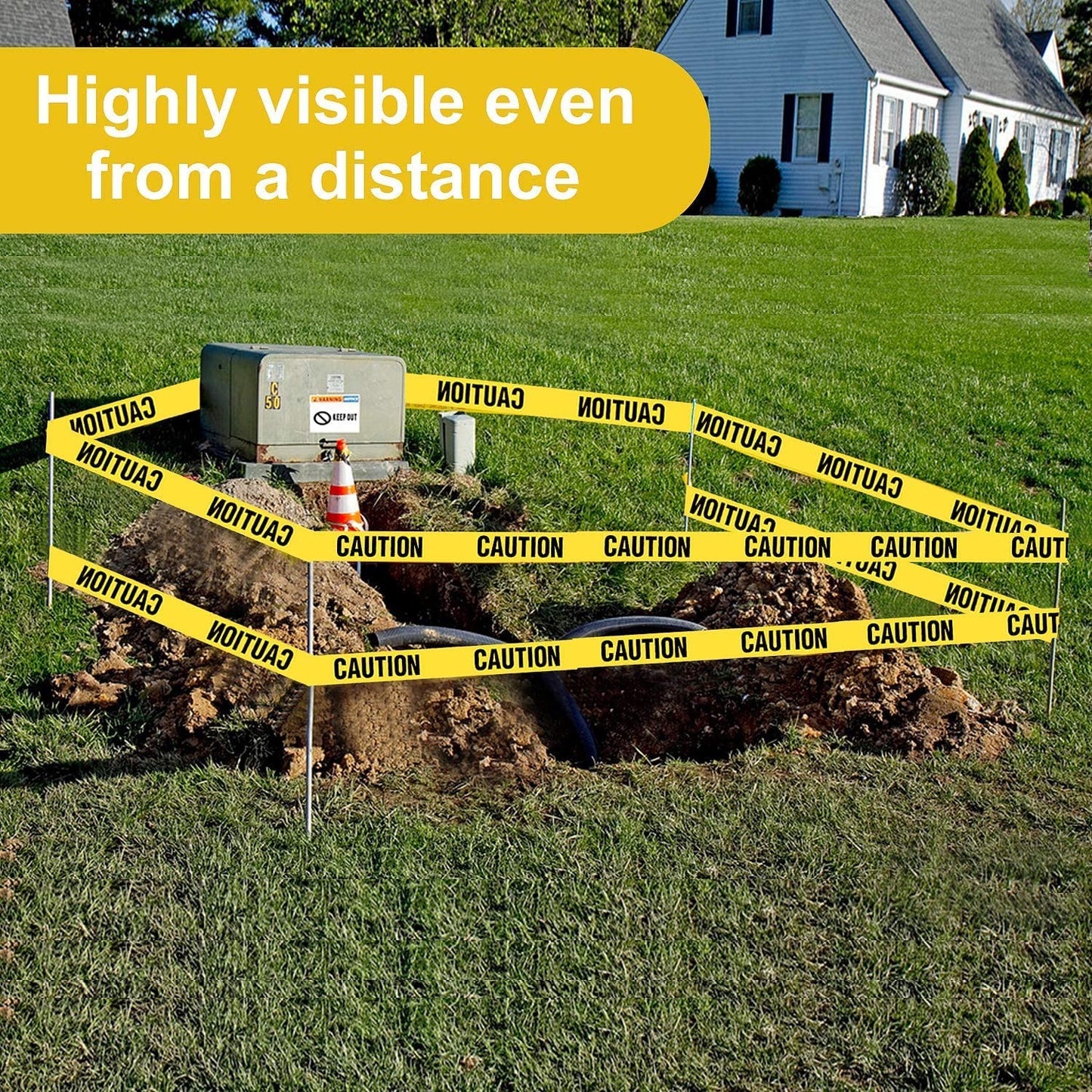 Halloween Decorations Caution Tape 2 Pack, 3" X1000Ft Safty Tape Yellow Caution Tape Roll, Construction Tape for Danger/Hazard Areas/Crime Scene Halloween Party Decorations