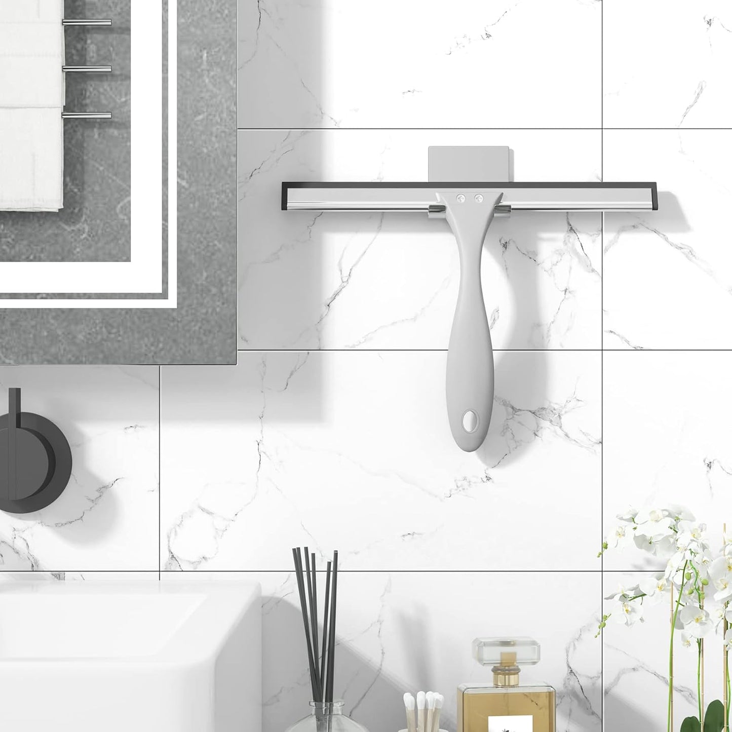 Squeegee for Shower Glass Door, All-Purpose Squeegee with Hook for Shower Doors, Windows, Mirrors, Tiles and Car Glass, 10 Inches