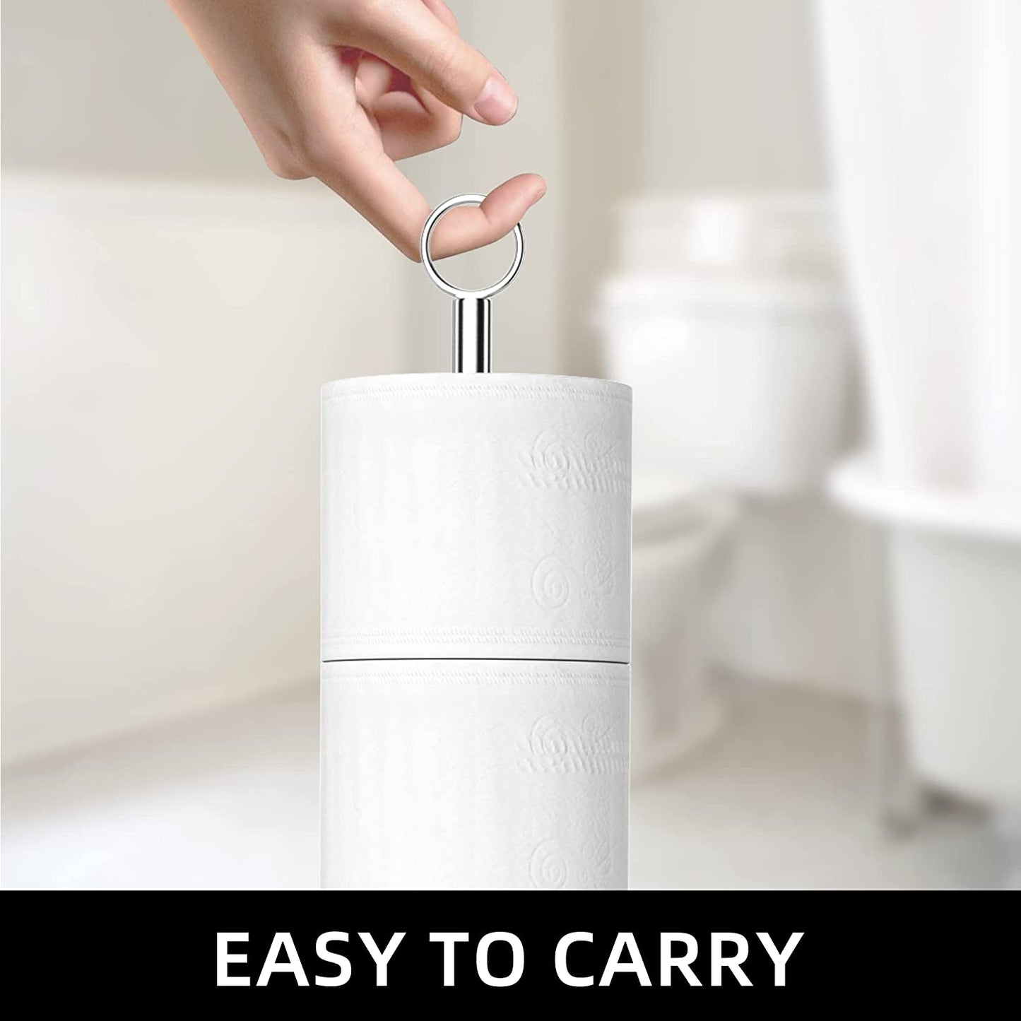 Toilet Paper Holder Stand(With Reserve Function), Free-Standing Spare Rolls Storage Holder, Stainless Steel